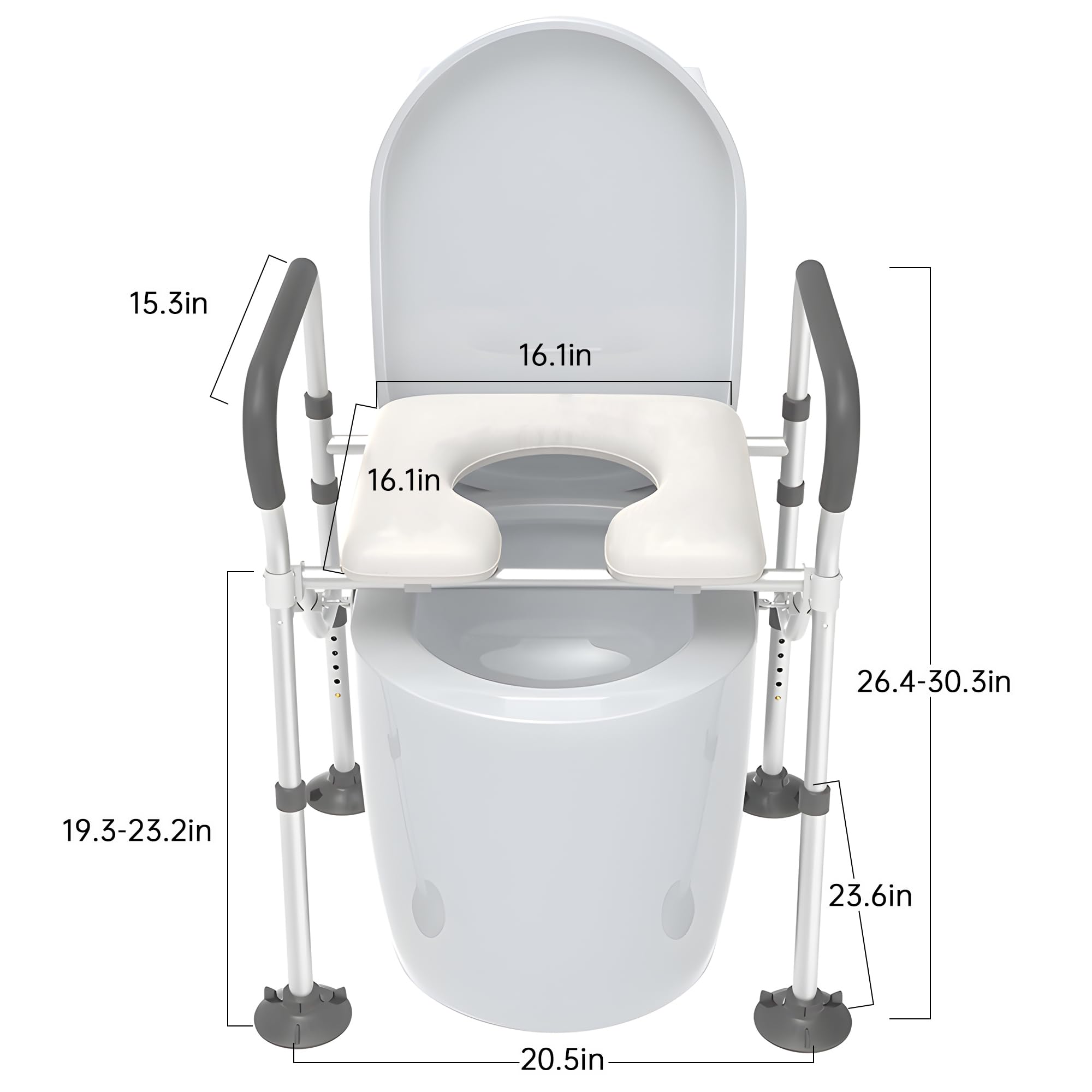 **Soft Padded Raised Toilet Seat with Handles - Adjustable Height Toilet Seat Riser for Seniors, Elderly, Pregnant & Handicap - Bathroom Safety Frame with Non-Slip Grip - Ideal for Post-Surgery, Mobility Issues & Home Care**    *(Use Cases: Perfect for elderly care, post-surgery recovery, pregnancy support, and handicap accessibility at home.)*