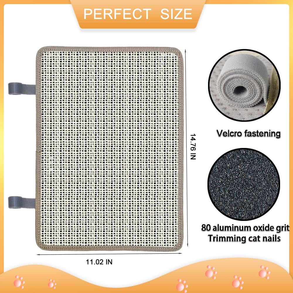 Premium Sisal Cat Scratch Pad & Nail File - 80 Grit Aluminum Oxide for Cat Scratcher Post or Tower | Protects Furniture & Trims Cat Nails | Perfect for Home, Office & Pet Grooming Stations