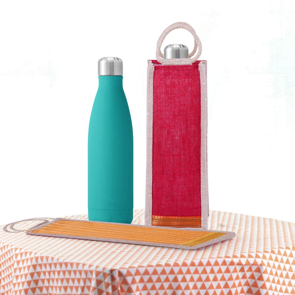 CSM® Eco-Friendly Jute Wine Bottle Carrier Bag - Reusable 2.5L Bottle Holder for Picnics, Parties & Gifting | Sustainable Natural Fiber Gift Packaging