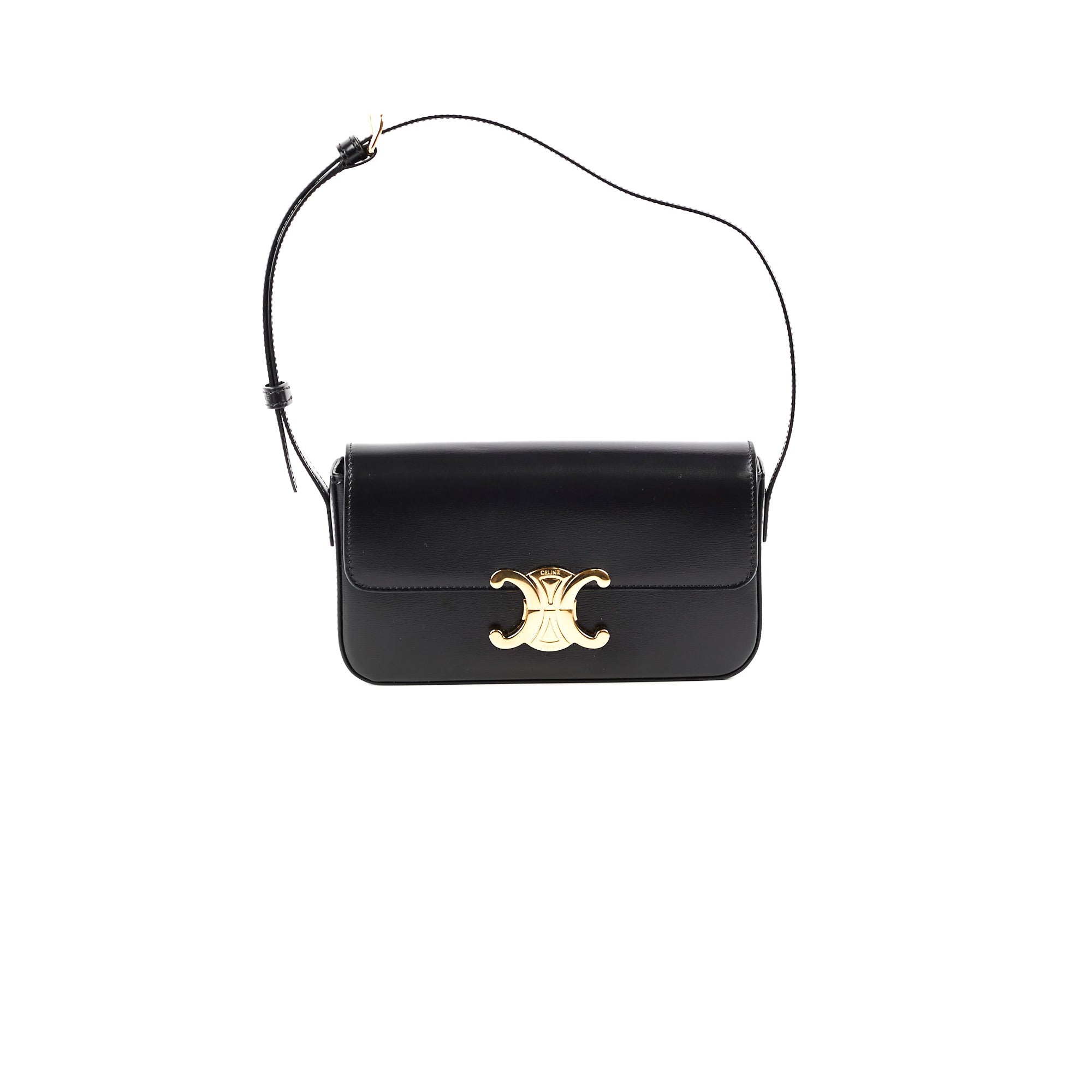 Celine Triomphe Black Leather Shoulder Bag for Women | Luxury Designer Handbag | Perfect for Work, Travel & Evening Events