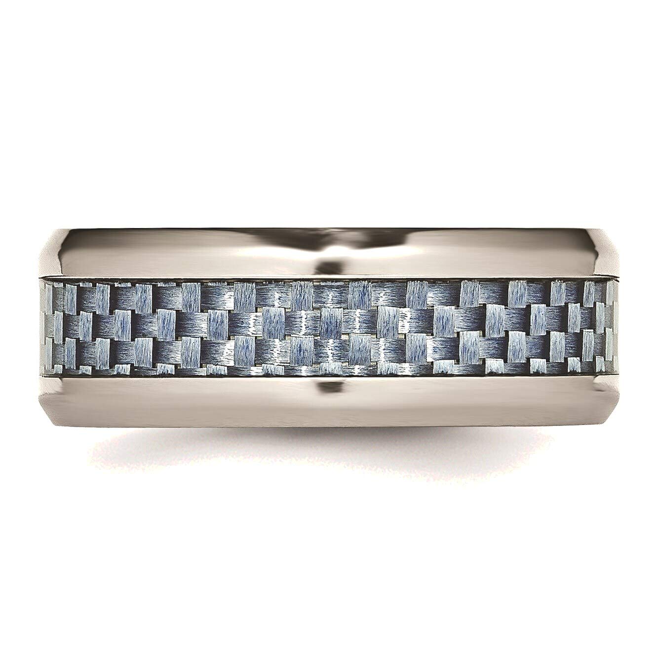 Bonyak Stainless Steel Blue Carbon Fiber Inlay Ring for Men - Size 11.5 - Polished Wedding Band, Anniversary Gift for Him - Perfect for Everyday Wear & Special Occasions