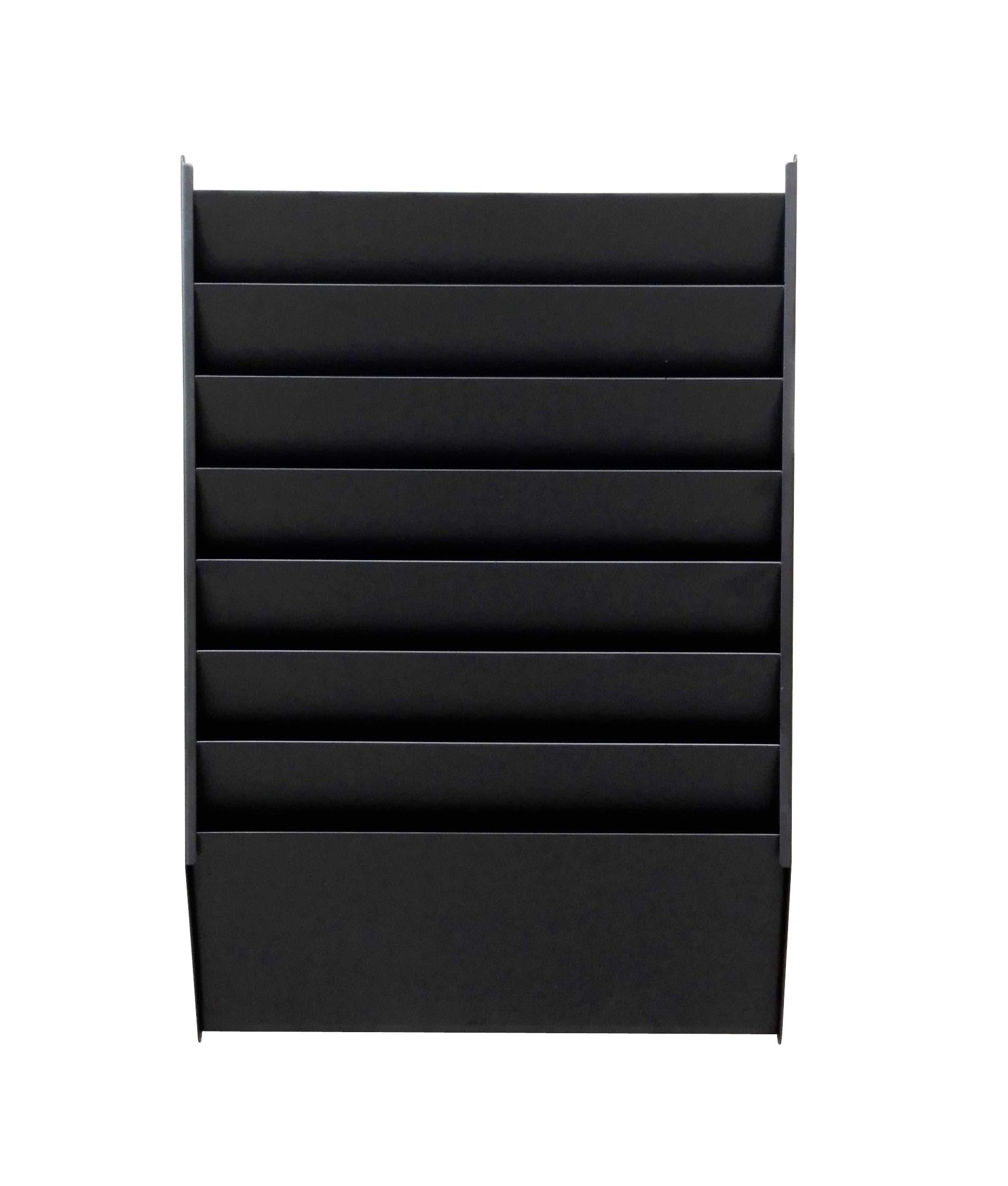 FixtureDisplays® 7-Tier Wall Mount File Organizer - Grey Office Letter Holder for Mail, Documents, Work Orders & Literature Display (Perfect for Home, Office & Classroom Organization)