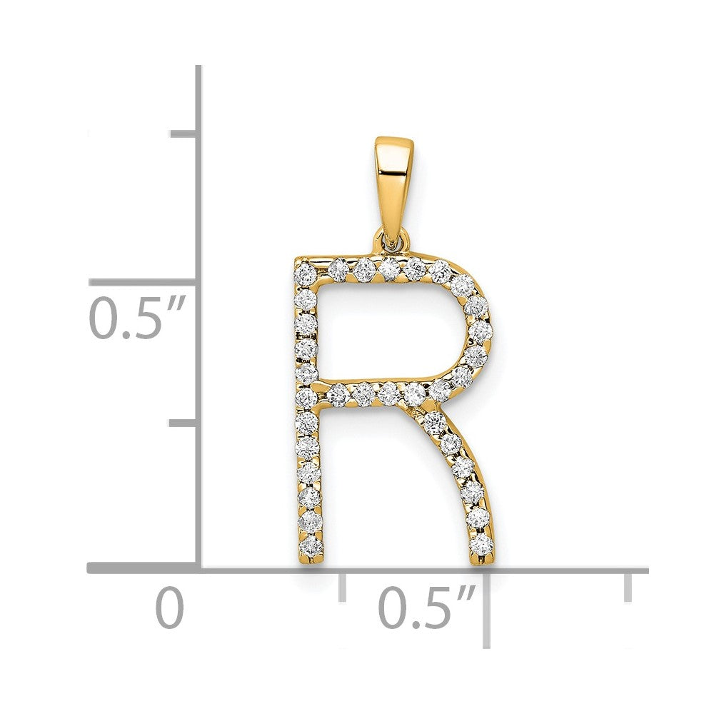 Gold Diamond Letter R Initial Pendant Necklace - 14K Yellow Gold Personalized Jewelry PM5222R | Elegant Gift for Women, Birthday, Anniversary & Special Occasions