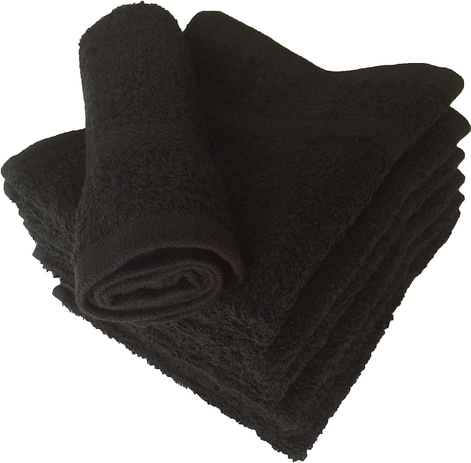 12 Pack Premium 100% Soft Cotton Face Towels - 13x13 Inch, Absorbent & Durable Ring Spun Washcloths for Household, Spa, Gym & Hotel Use - Ideal for Skincare, Makeup Removal & Gentle Exfoliation (Black)