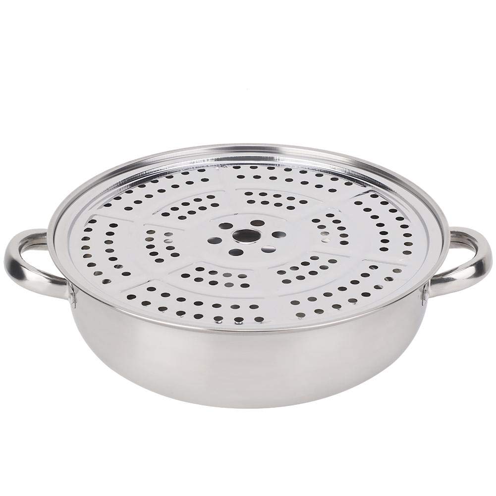 28CM Stainless Steel Steamer Basket with Lid - Single Layer Stockpot for Cooking, Hotpot & Food Steaming | Durable Kitchen Cookware for Home & Restaurant Use | Perfect for Boiling, Steaming Vegetables & Making Soups