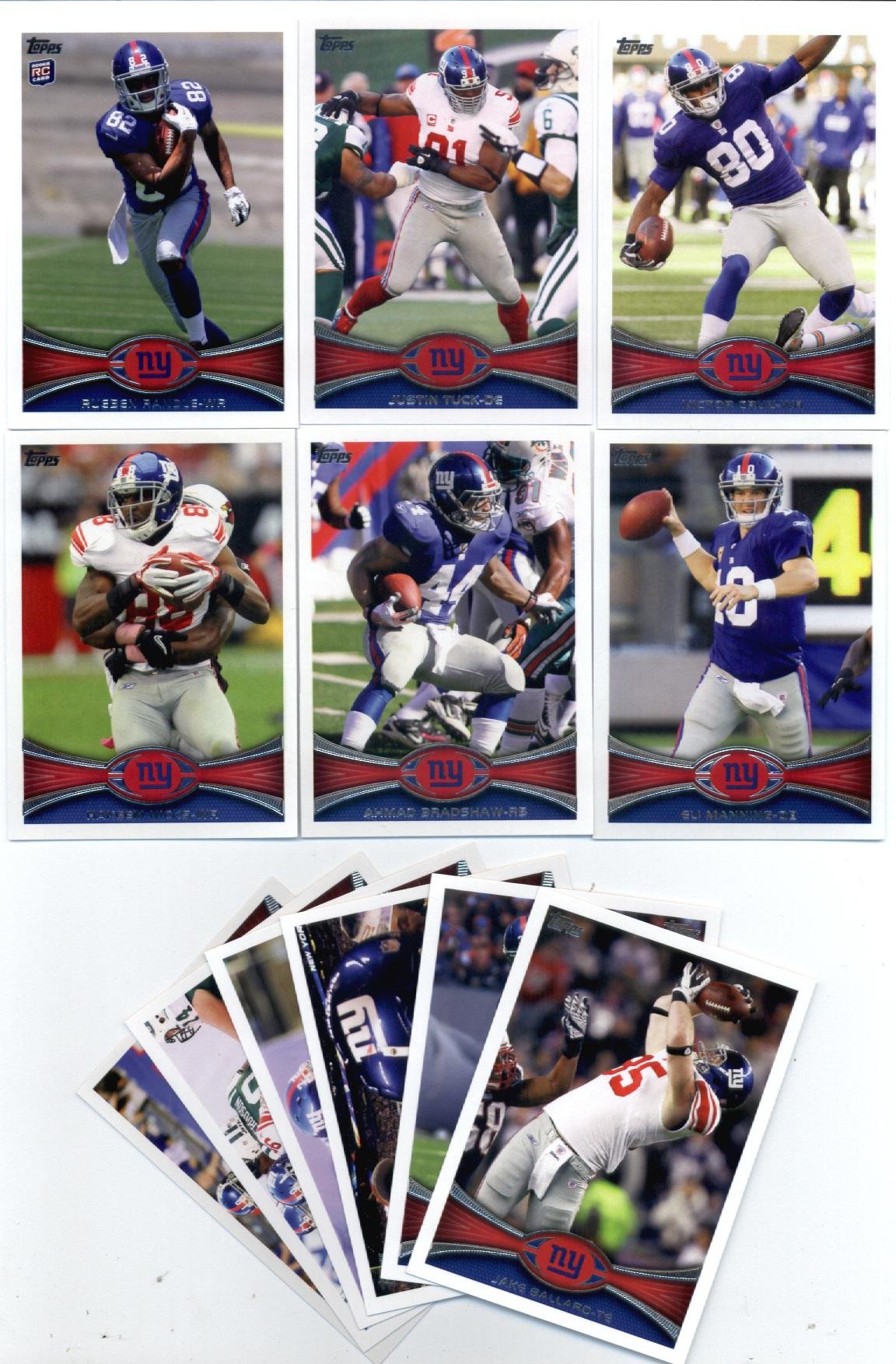 New York Giants NFL Football Trading Cards Team Set - 12 Collectible Cards Featuring Eli Manning, Hakeem Nicks, Ahmad Bradshaw & Victor Cruz with Randle & Wilson Rookie Cards - Perfect for Sports Memorabilia Collectors and Giants Fans