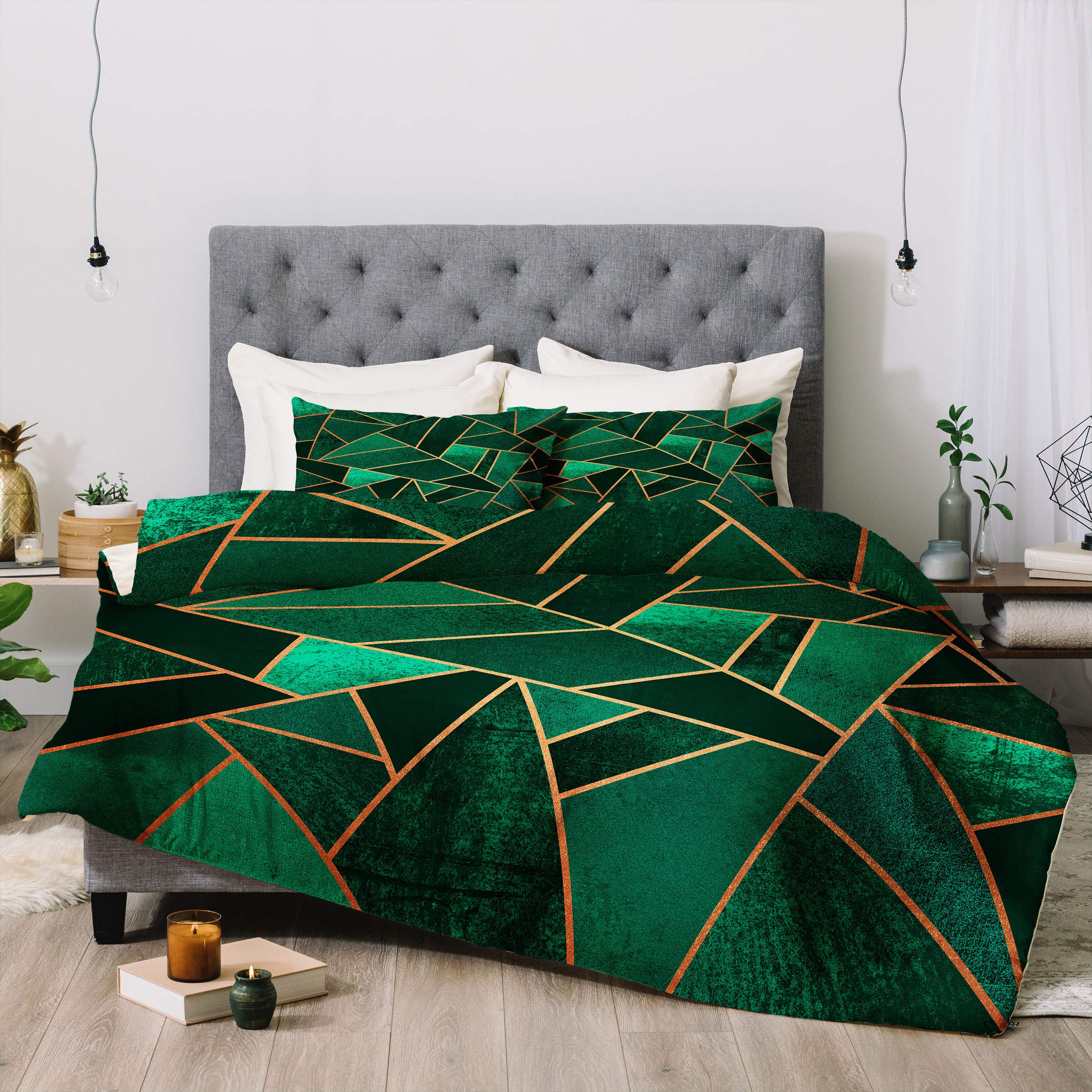 Emerald & Copper Elisabeth Fredriksson Comforter Set with Pillowcases - Twin/XL Size | Modern Bohemian Bedding for Guest Room & Dorm Decor