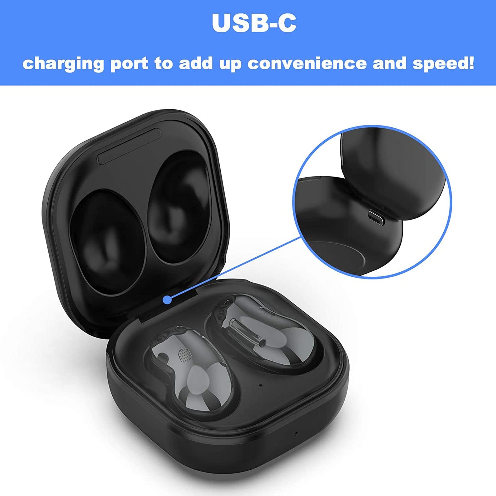 Samsung Galaxy Buds Live SM-R180 Wireless Charging Case Replacement - Type C & Wireless Charging Travel Case for Samsung Earbuds | Perfect for Travel, Gym & Daily Use
