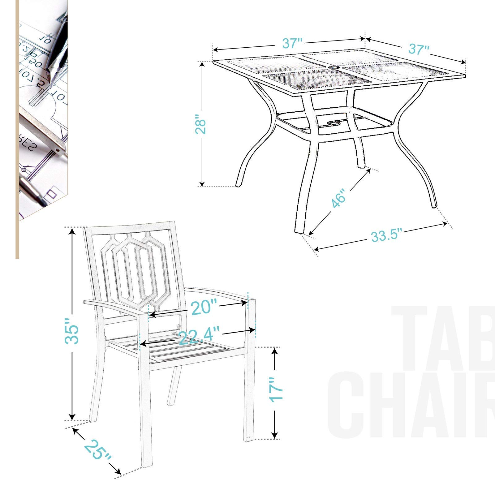 Sophia & William 5-Piece Outdoor Dining Set - 37