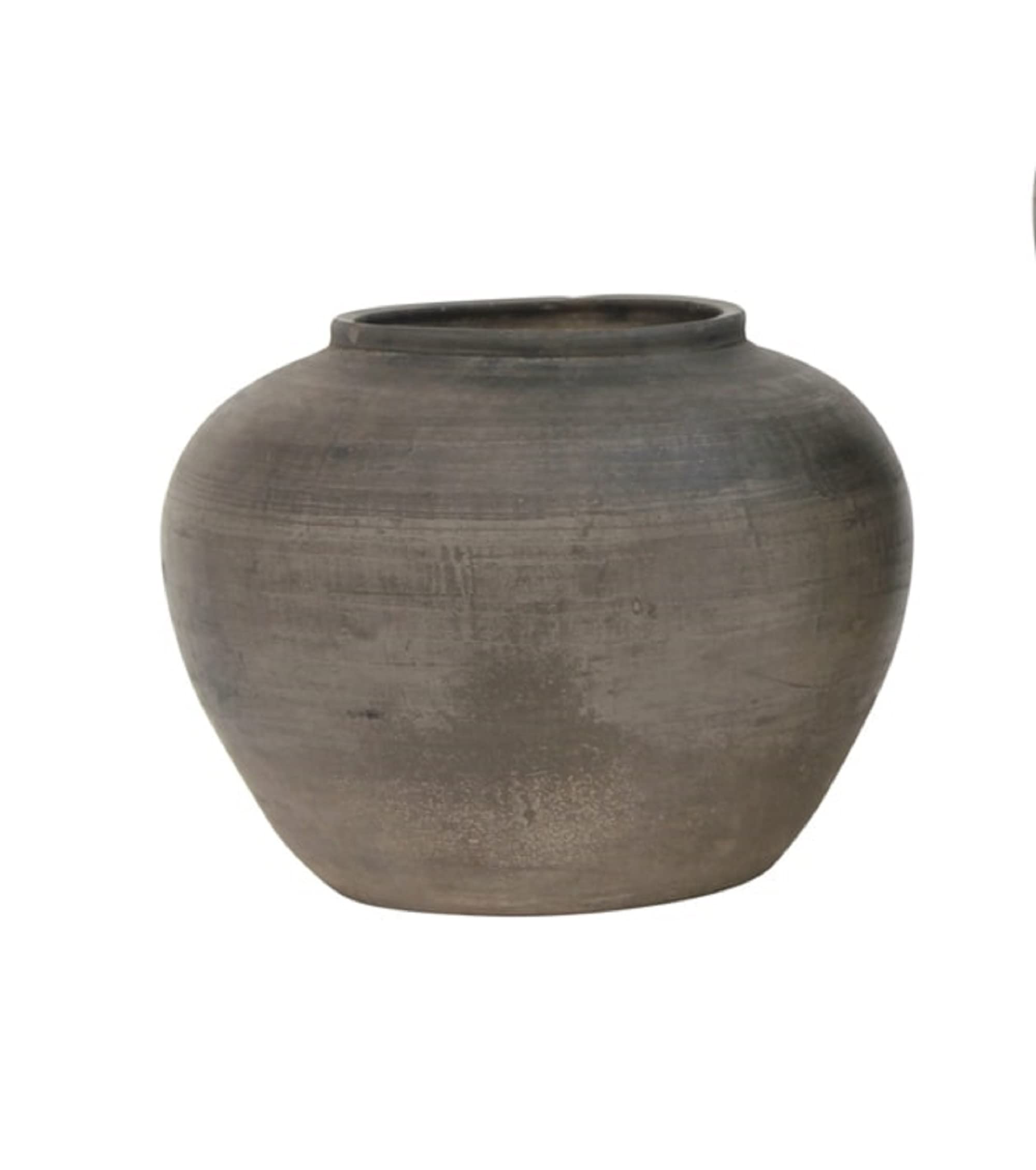 Artissance Small Charcoal Gray Ceramic Vintage Pottery Jar - Indoor Outdoor Decorative Storage Container for Home & Garden - Perfect for Planters, Kitchen Storage, Bathroom Organizer & Farmhouse Decor