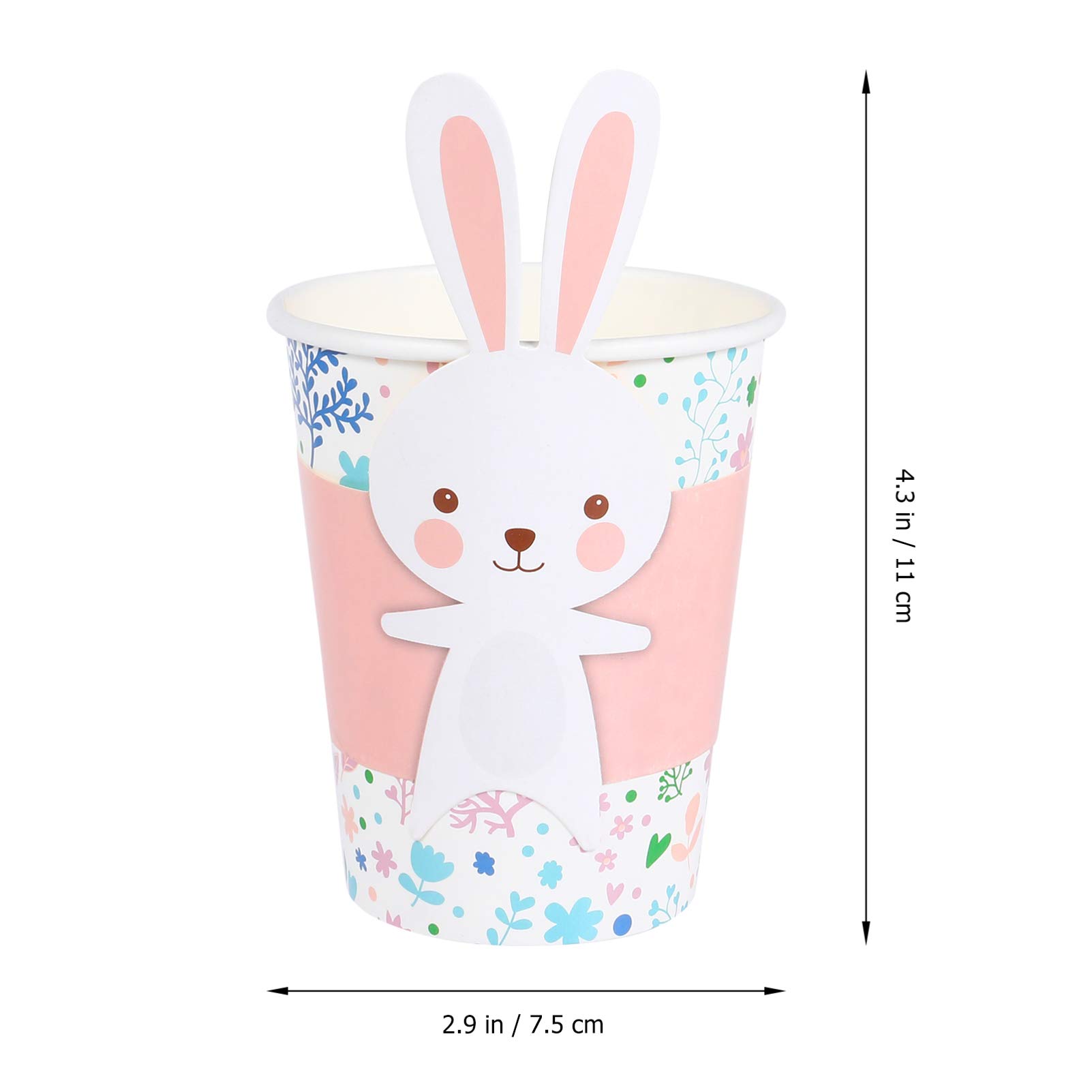 PRETYZOOM 8pcs Bunny Rabbit Paper Cups & Plates Set - Easter Tableware Kit for Kids Party, Holiday Decoration, Spring Celebration and Home Decor (Cartoon Design, Disposable Tableware)