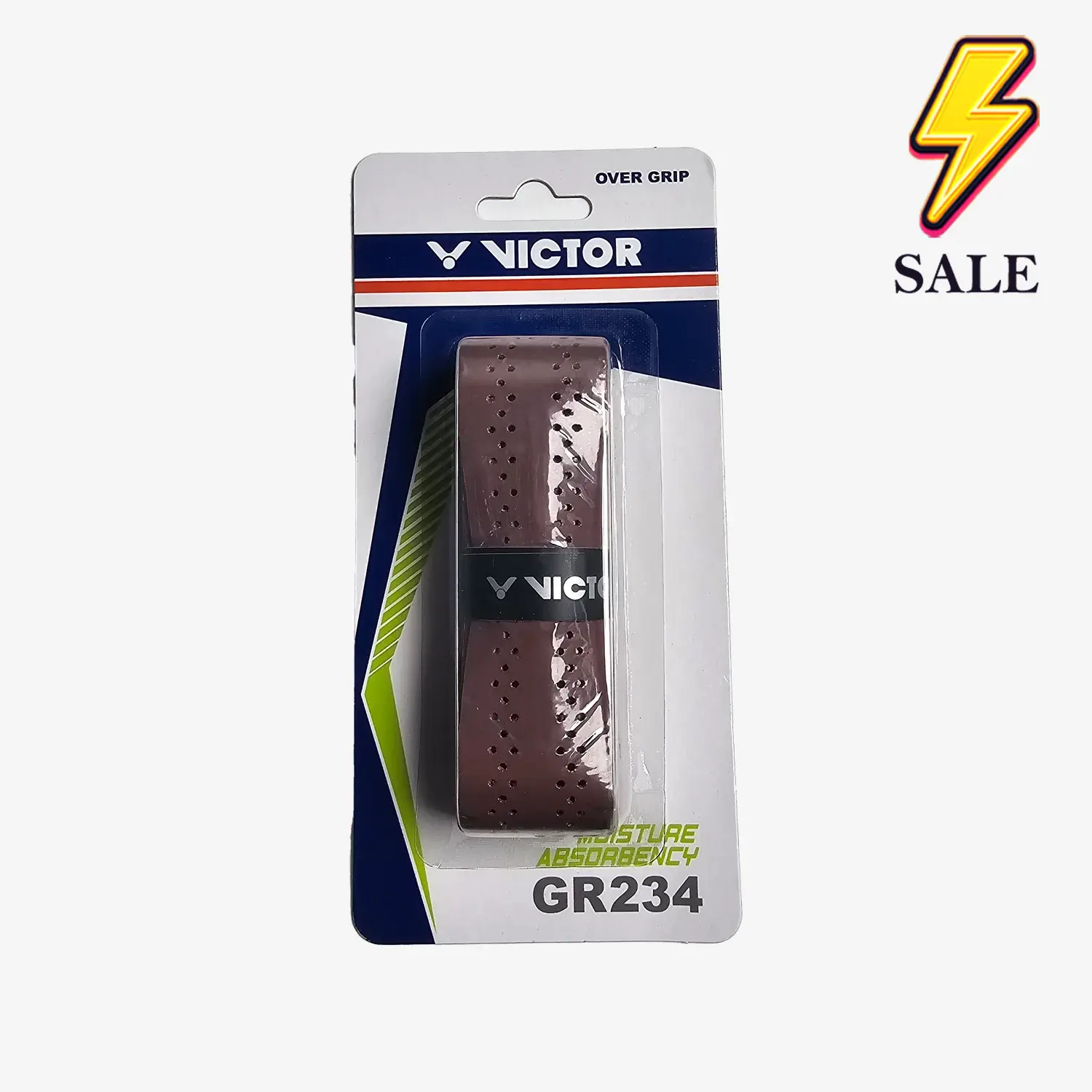 Victor GR234W Tennis Overgrip (Brown) - Premium Cushioning & Sweat Absorption for Better Control - Perfect for Tennis, Badminton & Racquet Sports Training & Matches