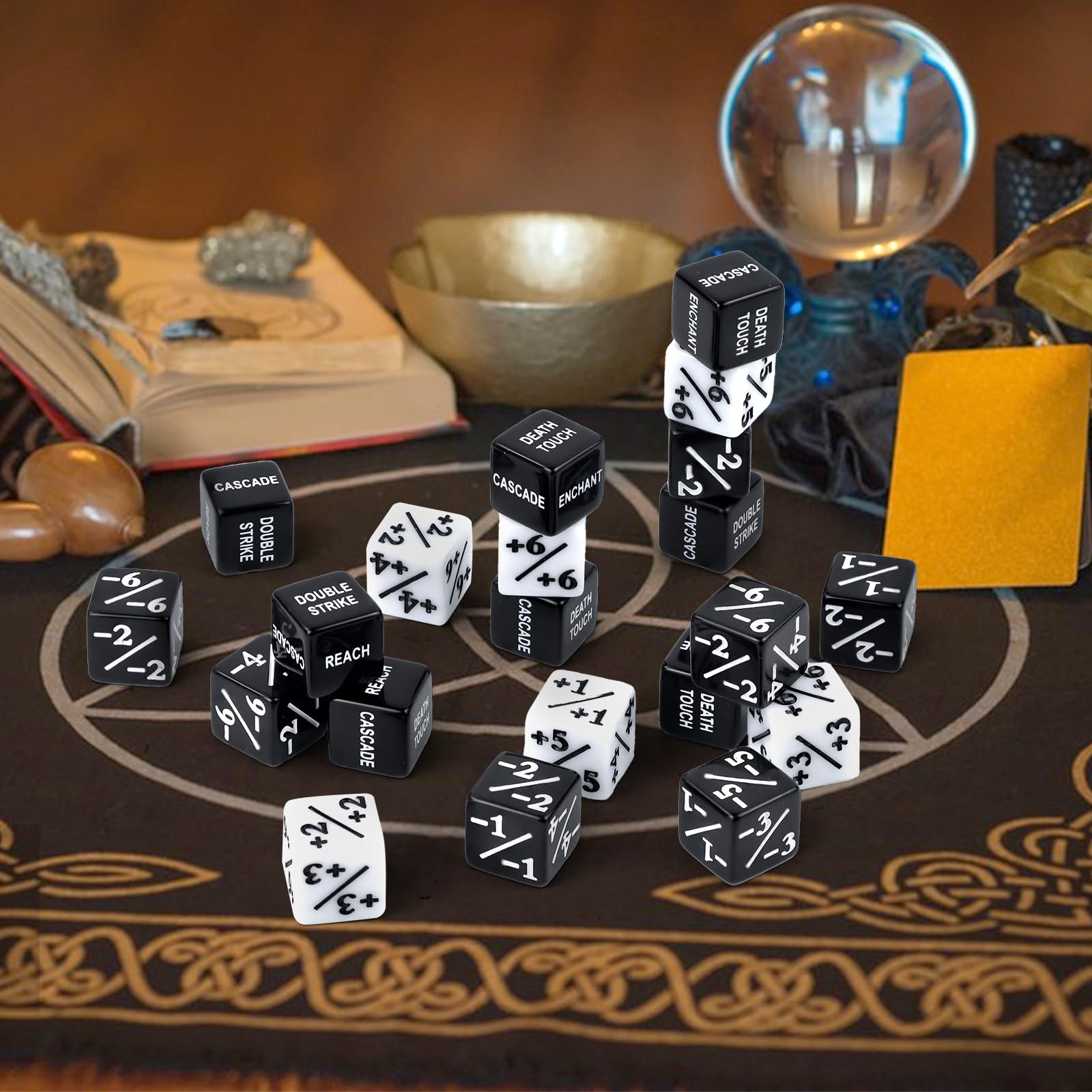 48-Piece MTG Dice Counters Set - 1/+1 Life Counters, Ability Keywords & Creature Stat Buff Tokens for Magic: The Gathering, TCG & Card Games - Perfect for Game Nights & Tournaments
