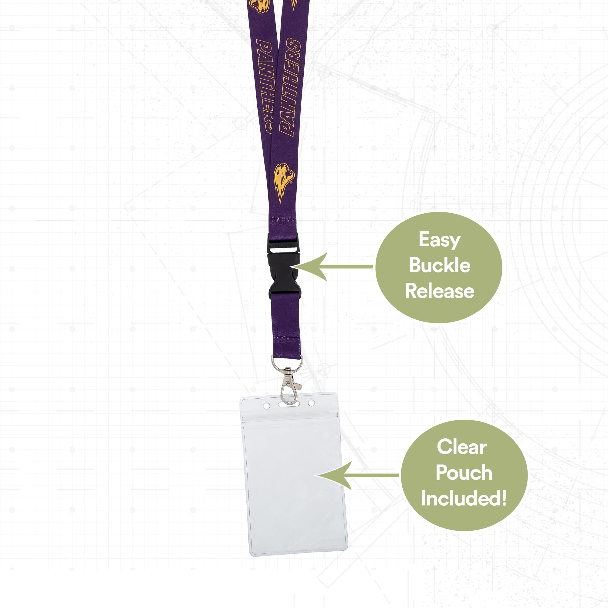 UNI Panthers Lanyard with Keychain & ID Badge Holder - Desert Cactus Design, Purple Pouch - Perfect for College Students, Office Workers & Event Staff (University of Northern Iowa UNI Accessories)