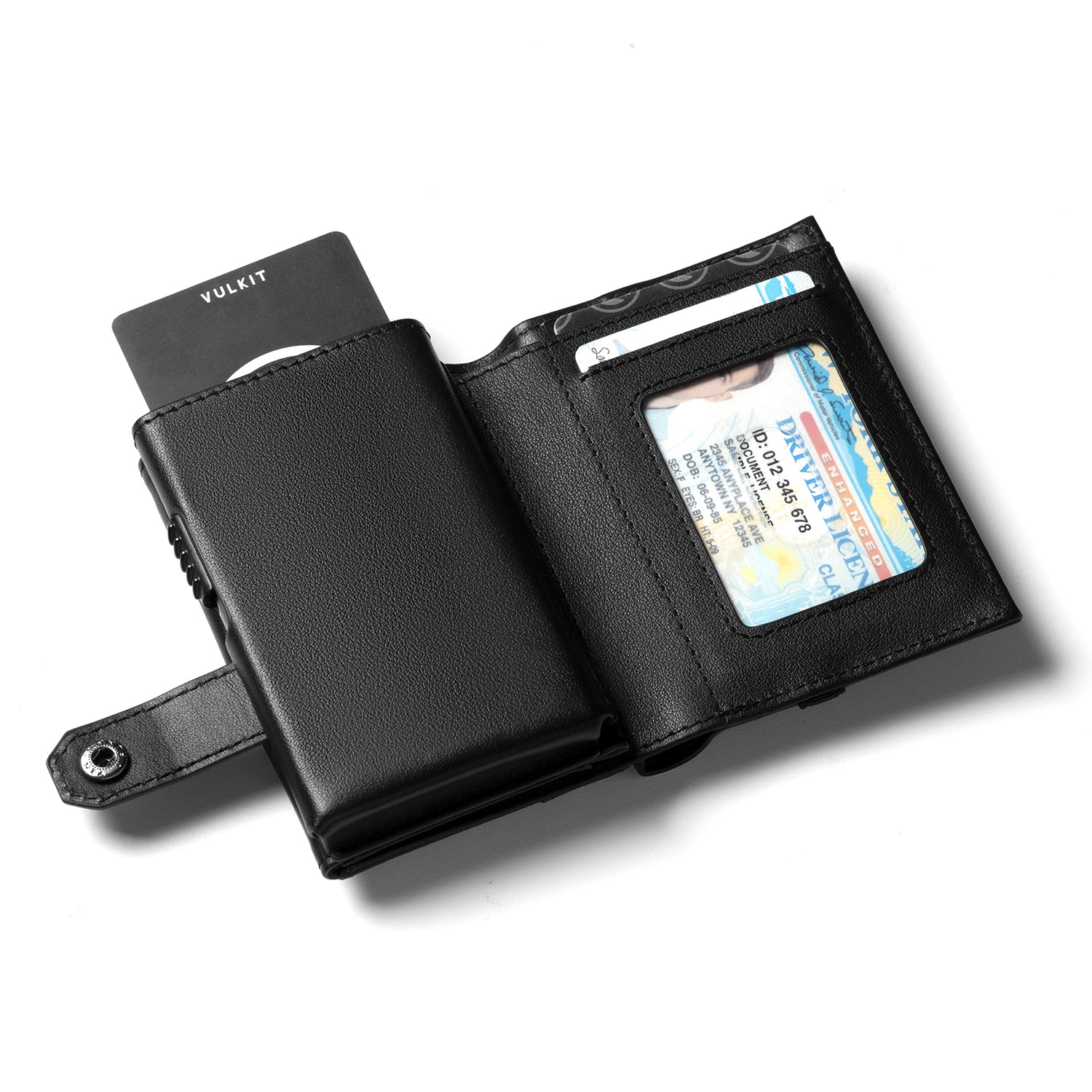 VC311P Genuine Leather RFID Blocking Wallet with ID Window & Money Pocket - Removable AirTag Holder for iPhone (AirTag Not Included) - Perfect for Travel, Business & Everyday Use