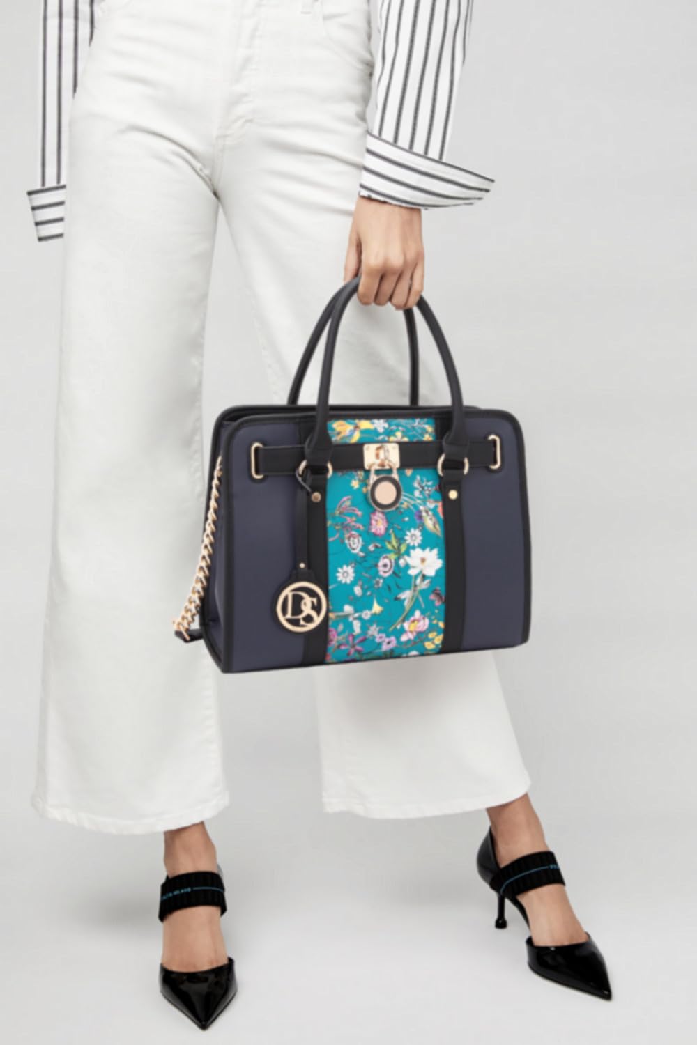Dasein Vegan Leather Two Tone Satchel Handbag for Women - Large Shoulder Tote Bag with Matching Wallet - Perfect for Work, Travel & Everyday Use