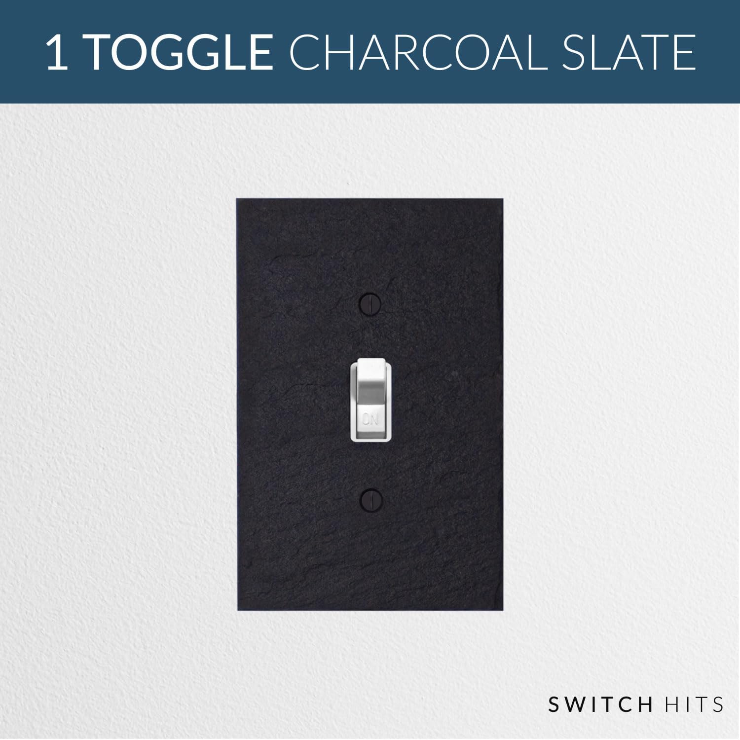 Decorative Vermont Slate Charcoal Light Switch Cover - Single Toggle Outlet Wall Plate, 1 Gang, 3.25