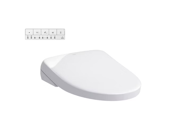TOTO S7 WASHLET® Electronic Bidet Toilet Seat with EWATER+ Technology - Self-Cleaning Nozzle & Bowl, Modern Elongated Design in Cotton White - Perfect for Modern Bathrooms & Smart Home Upgrades