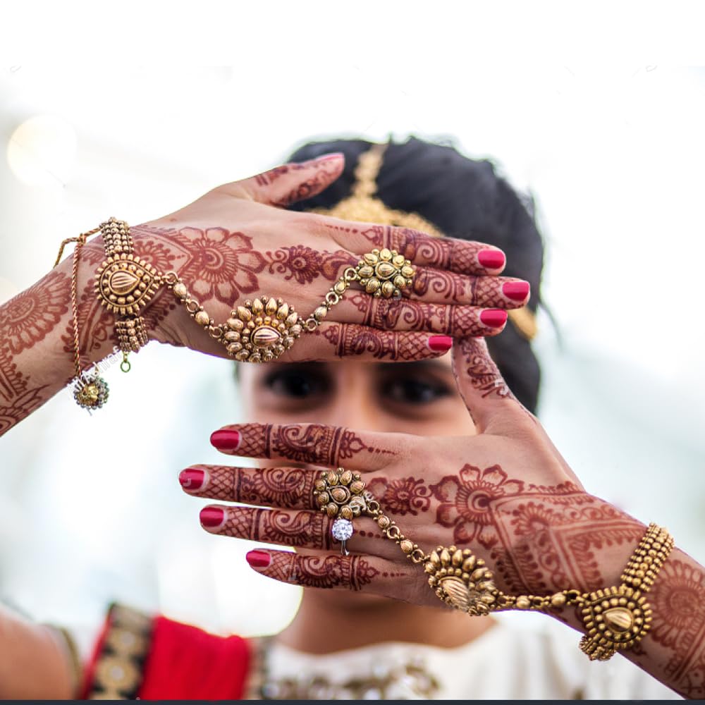 12 Sheets Henna Stencil Kit for Arm & Hand - Temporary Indian & Arabian Tattoo Designs with Glitter - DIY Airbrush Tattoo Stickers for Parties, Weddings & Festivals