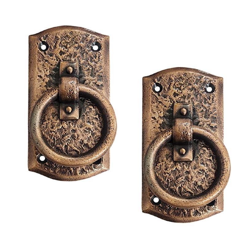 Zuriel Antique Iron Door Knocker - Set of 2 in Antique Copper Finish - Heavy Duty Rustic Entry Door Decor for Victorian Homes & Cabin Style Houses