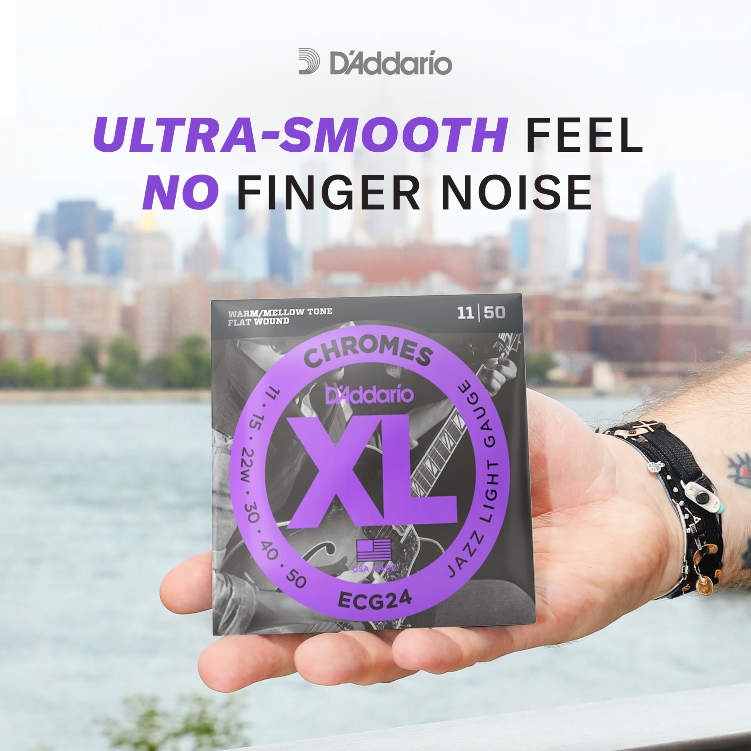 D'Addario ECG25 XL Chromes Electric Guitar Strings - Light Gauge 12-52 | Smooth Playability & Bright Tone for Rock, Blues & Jazz Performances