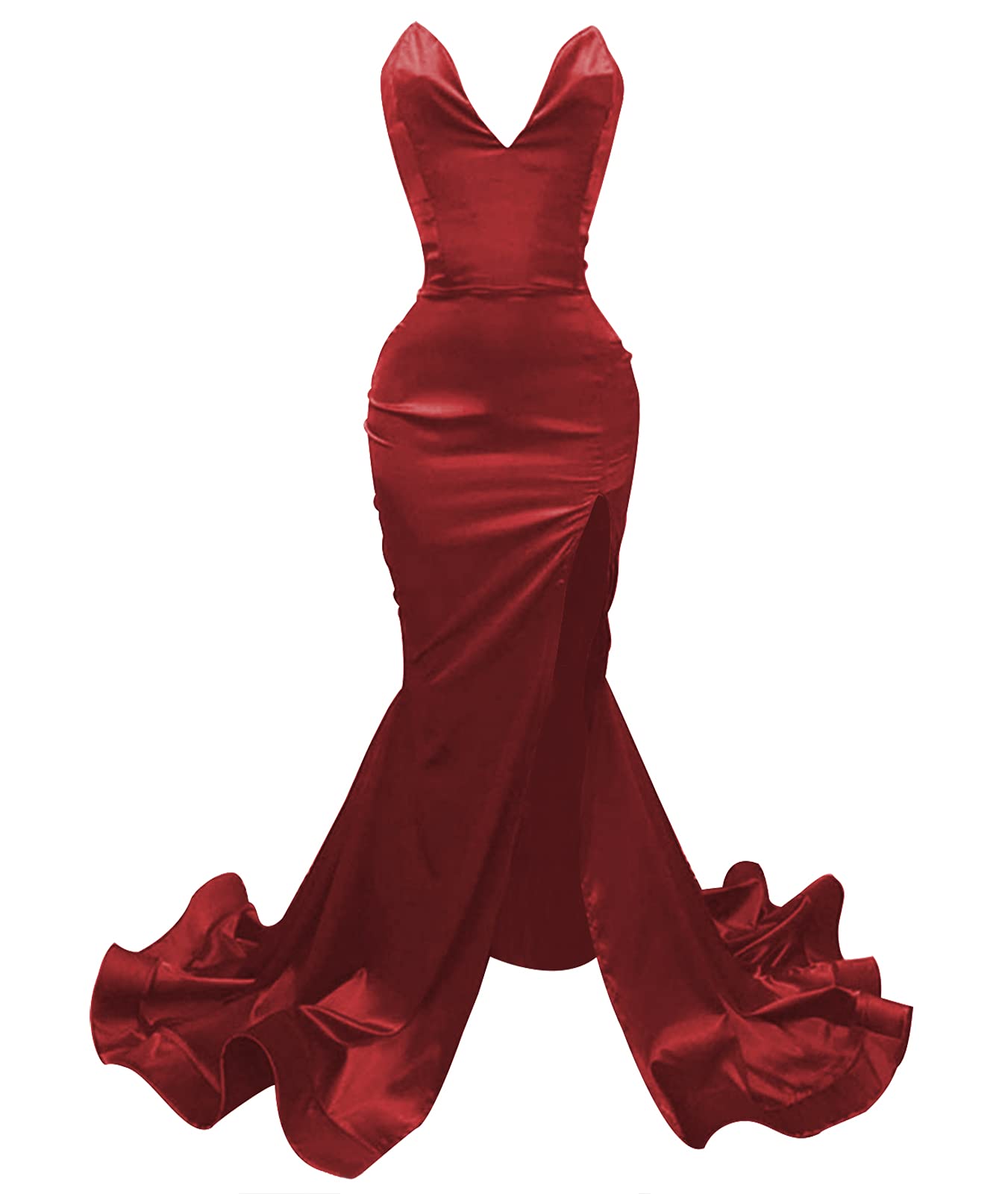 Elegant Mermaid Prom Dress - Strapless Satin Formal Evening Gown with High Slit | Perfect for Homecoming, Prom Night & Special Occasions