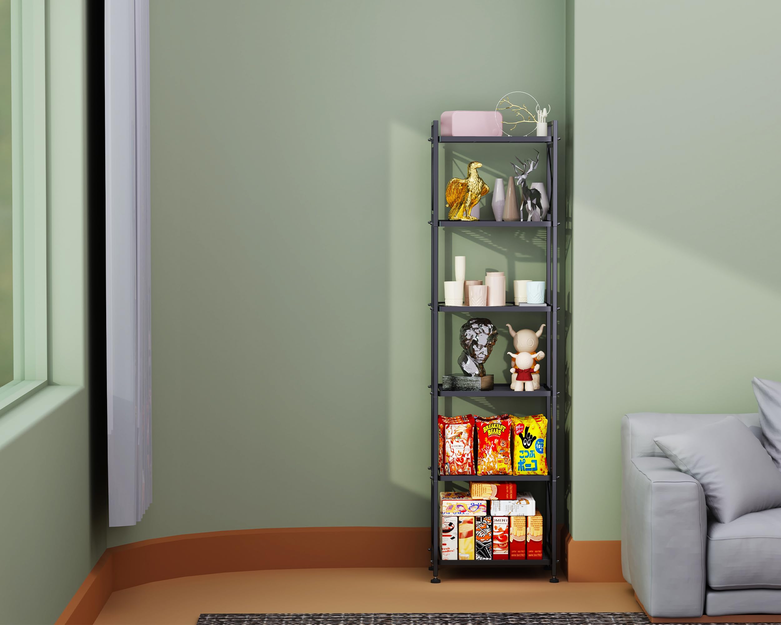 YOHKOH 6-Tier Heavy Duty Metal Storage Shelf - 17.0