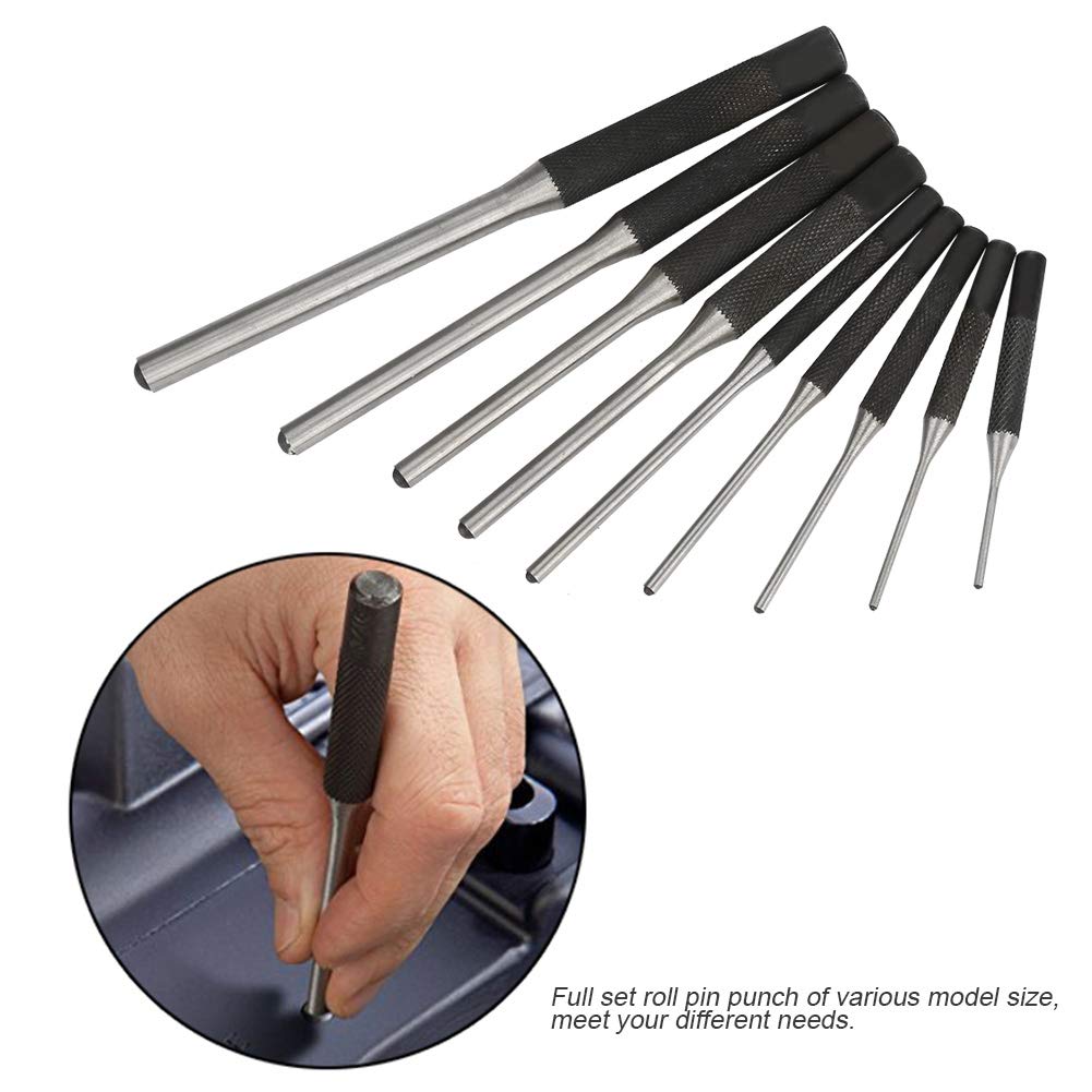 HEEPDD 9-Piece Roll Pin Punch Set - Premium Steel Gunsmith Tool Kit with Zippered Case for Automotive, Watch & Jewelry Repair | Perfect for DIY Crafts, Firearm Maintenance & Watchmaking Projects