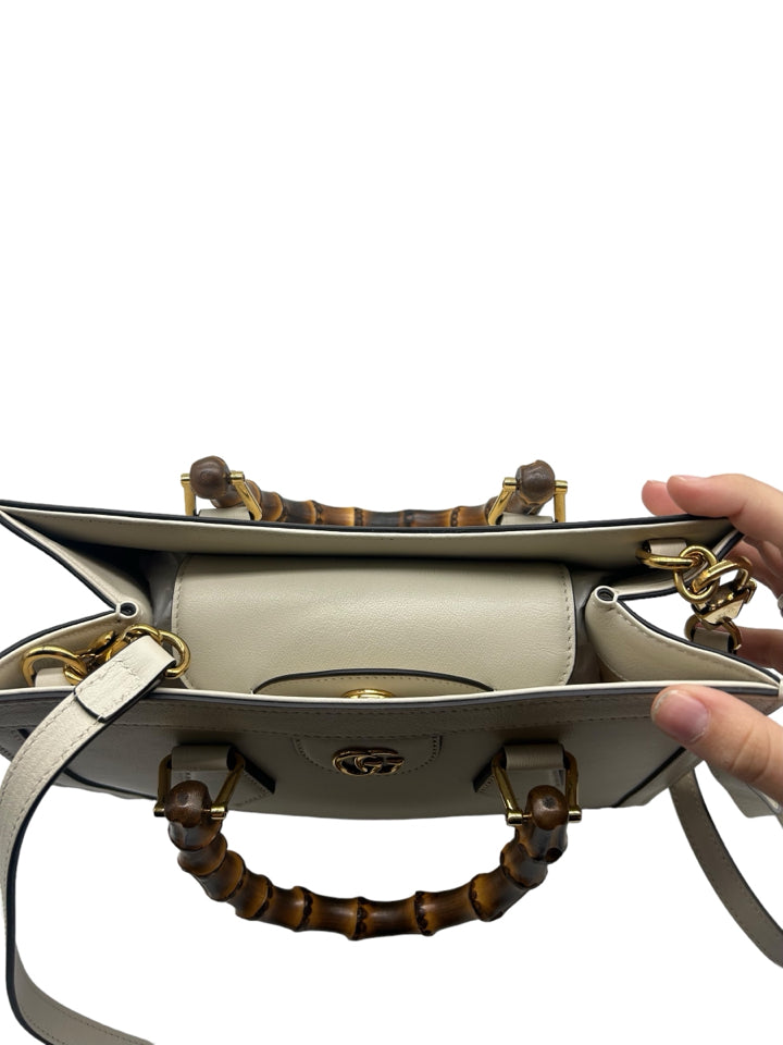 Gucci Diana Leather Mini Tote Bag for Women - Luxury Cream Leather Handbag - Perfect for Work, Travel & Everyday Use