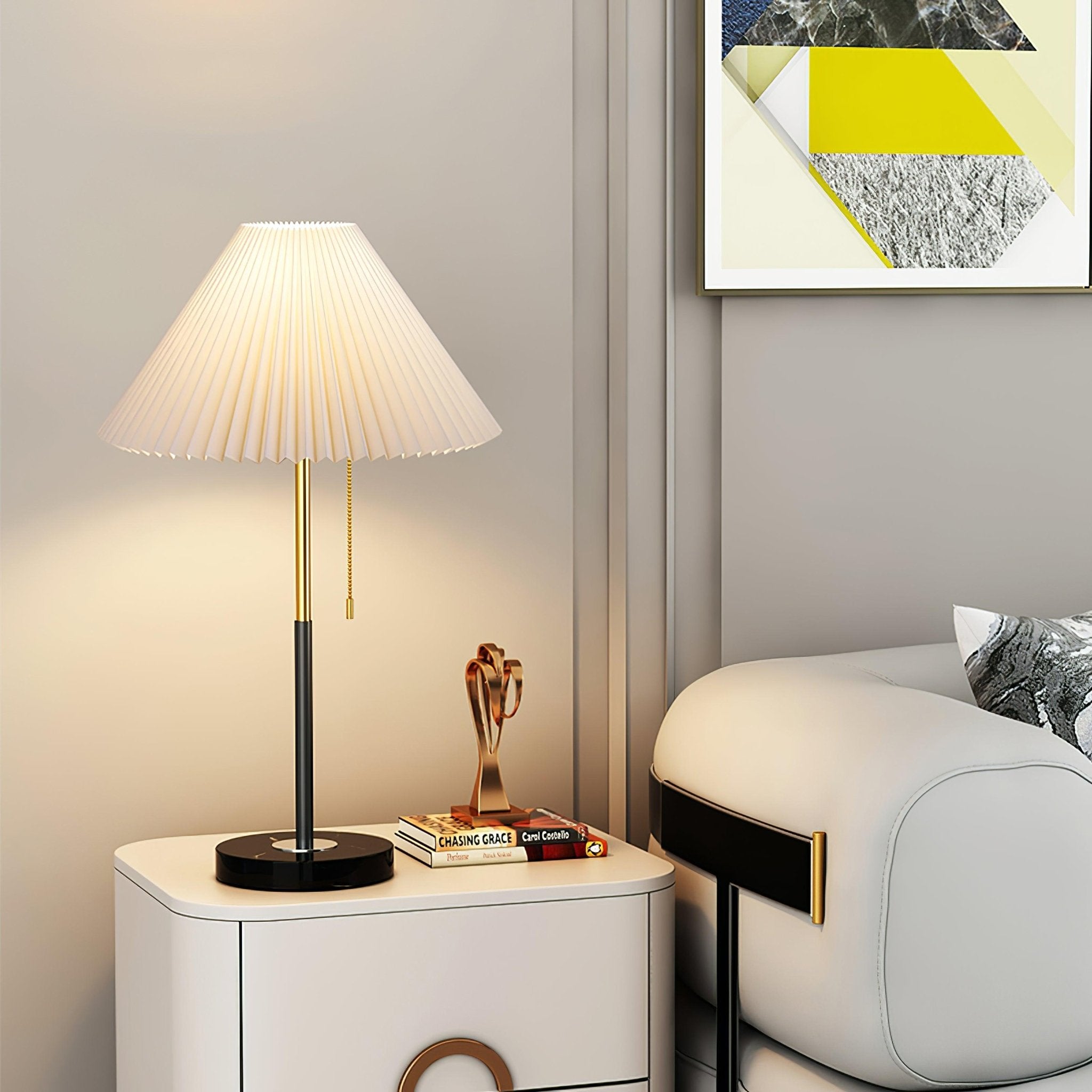 Modern Matin Table Lamp - Stylish LED Nightstand Light for Bedroom, Living Room & Office - Adjustable Brightness & Warm White Light - Perfect for Reading, Working & Relaxing