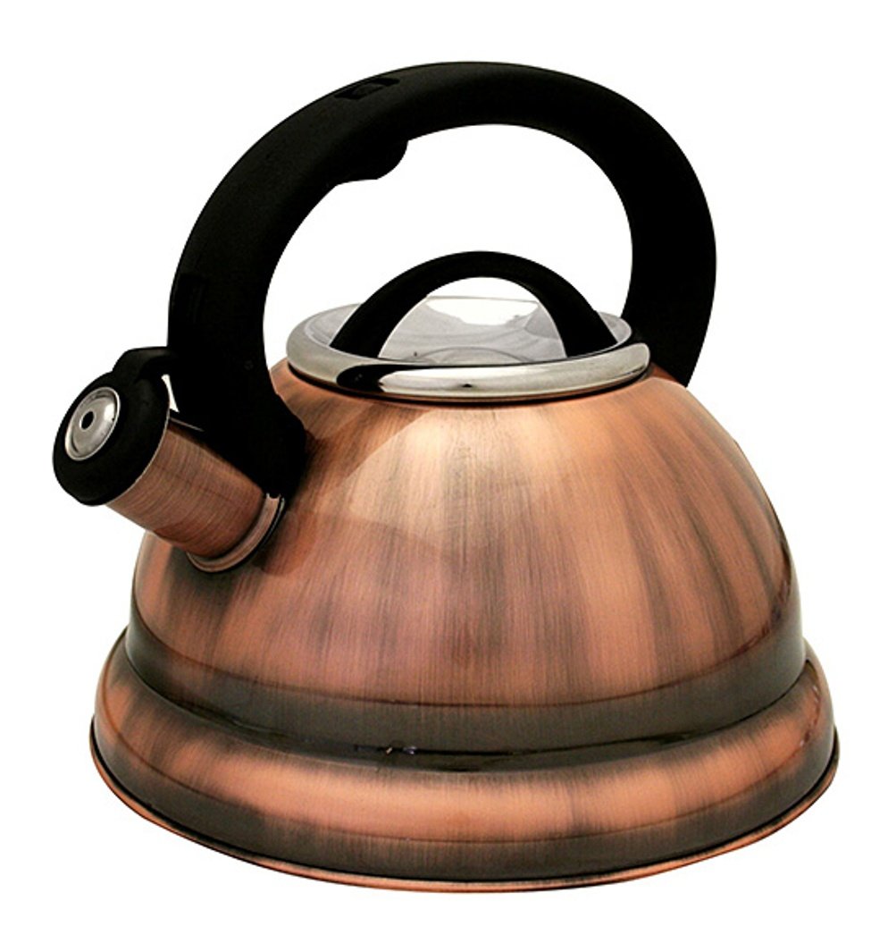 Premium Stainless Steel Whistling Tea Kettle with Encapsulated Base - 2.8L Dark Copper - Classic Stovetop Teapot for Gas & Electric Ranges - Perfect for Home, Office & Tea Ceremonies