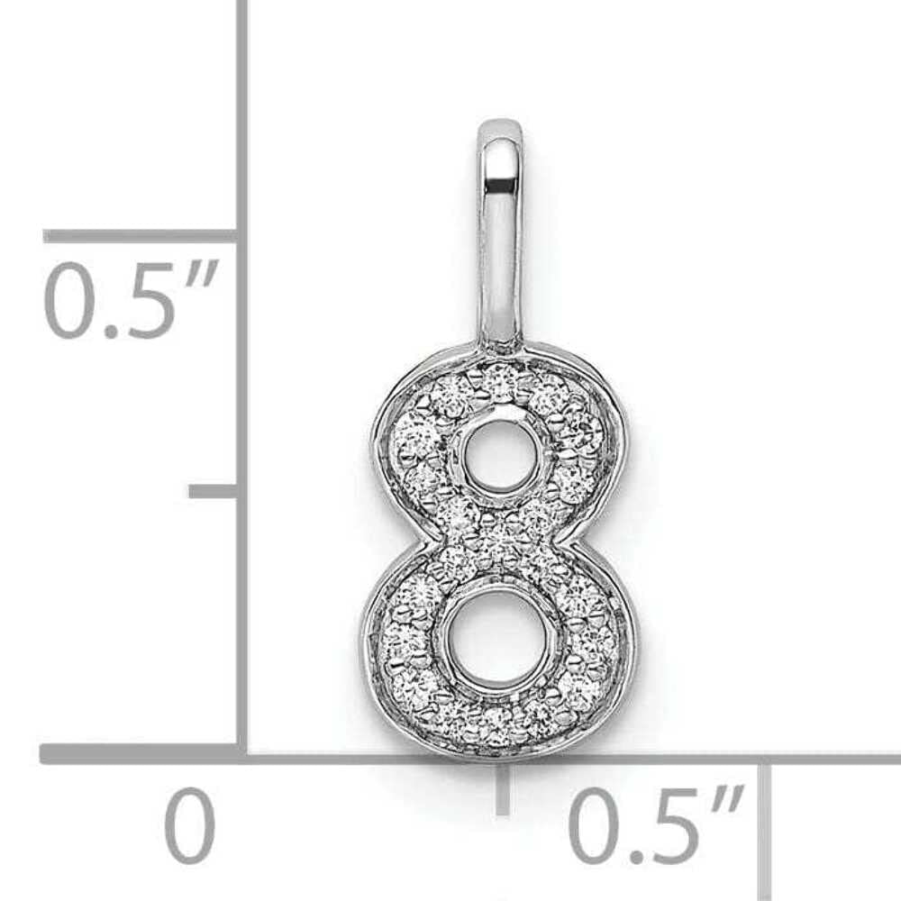14k White Gold Diamond Women's Number 8 Charm Pendant - Elegant Bijou Jewelry for Birthdays, Anniversaries & Special Occasions