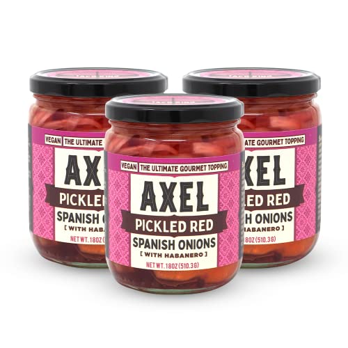 **AXEL Gourmet Pickled Spanish Red Onions - All Natural, Vegan & Gluten Free - Perfect for Burgers, Tacos, Salads & BBQ (3-Pack)**