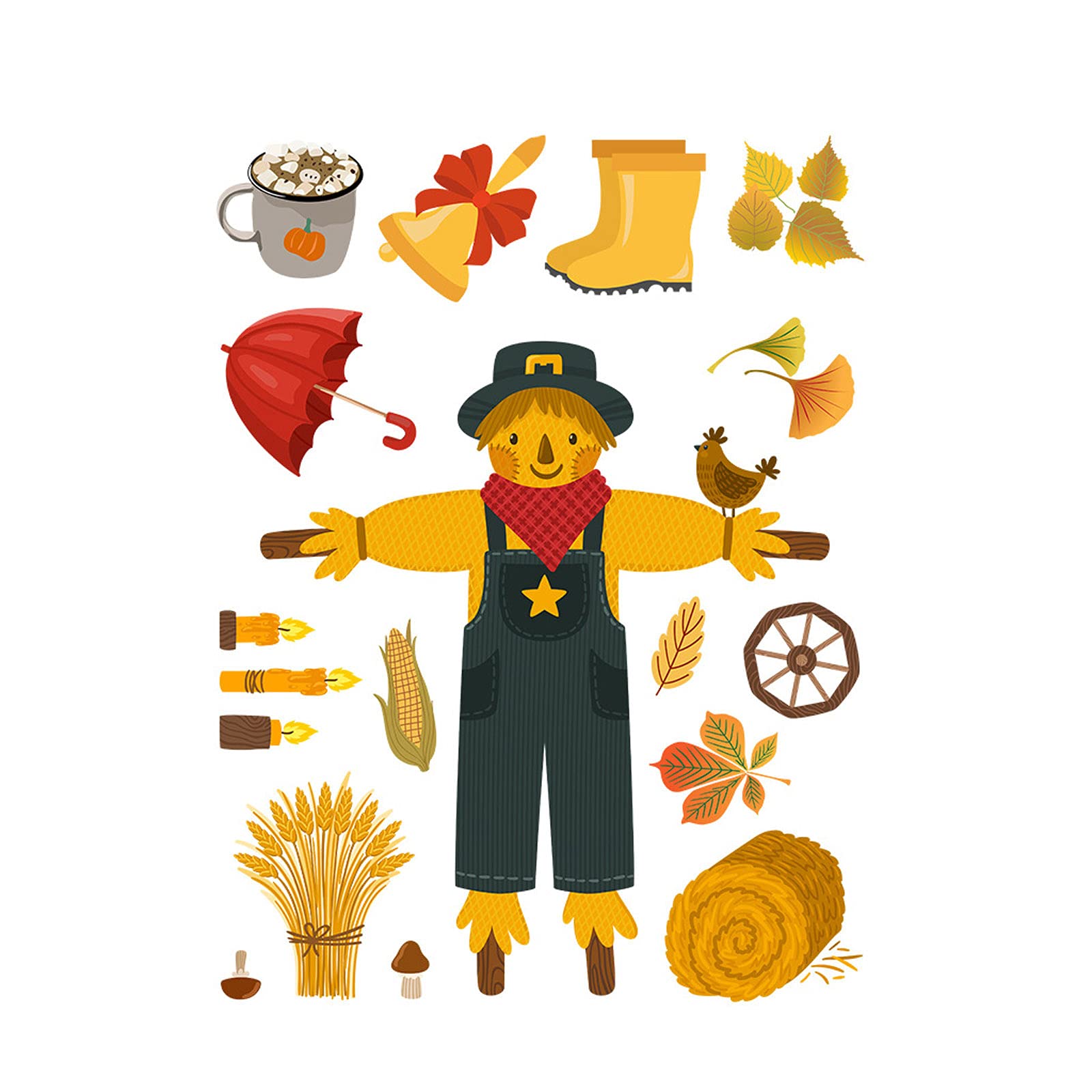 Thanksgiving Wall Decals - Fall Leaves & Turkey Stickers for Bedroom, Living Room, and Bedside Decor | Perfect for Home Holiday Party Decorations & Seasonal DIY Projects