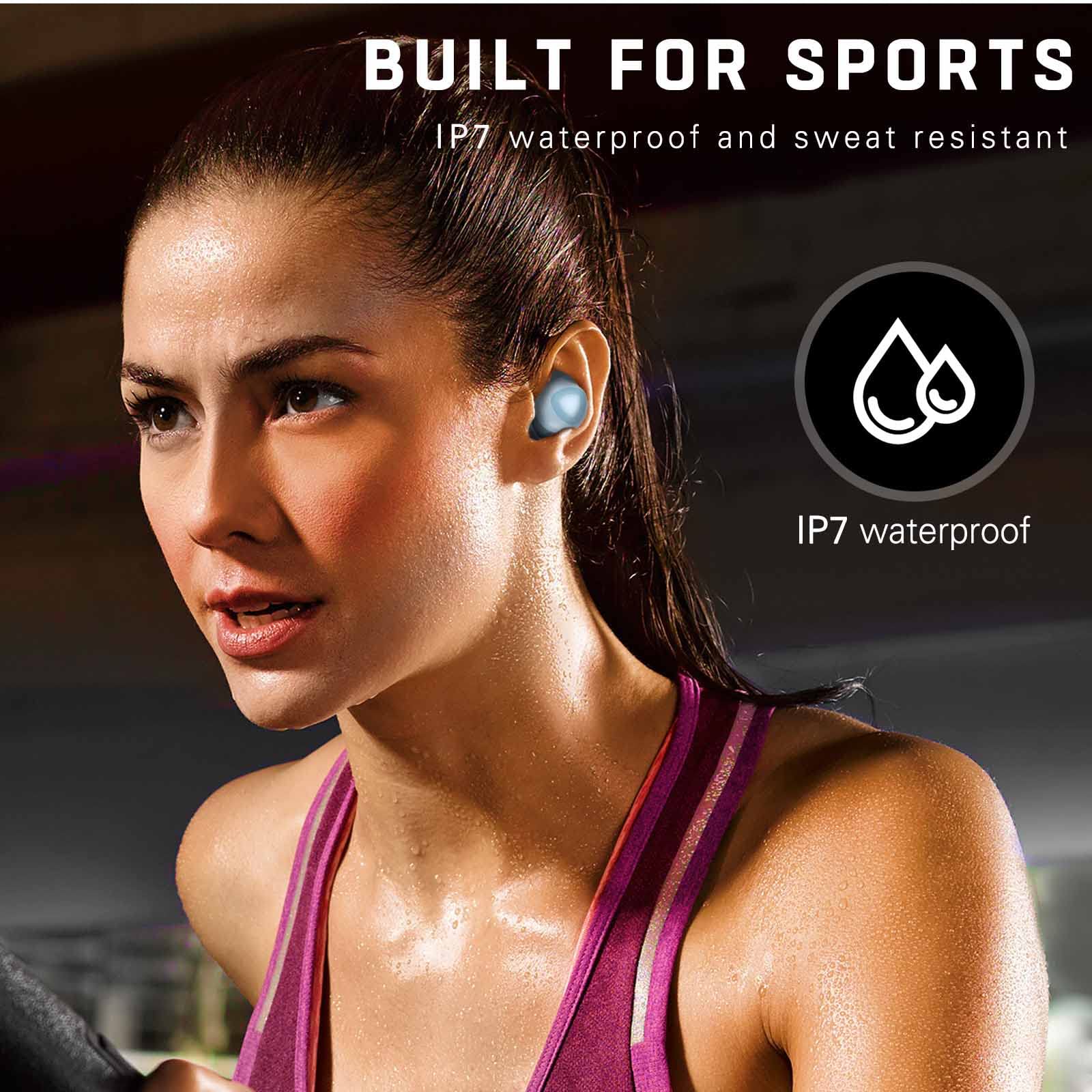 UrbanX Street Buds Plus True Wireless Earbuds with Hands-Free Controls & Wireless Charging Case - Bluetooth 5.0 for Computer, Workout, Running, Commuting - Sweatproof & Noise Cancelling (Blue) | Perfect for Office Calls, Gym Sessions & Daily Use