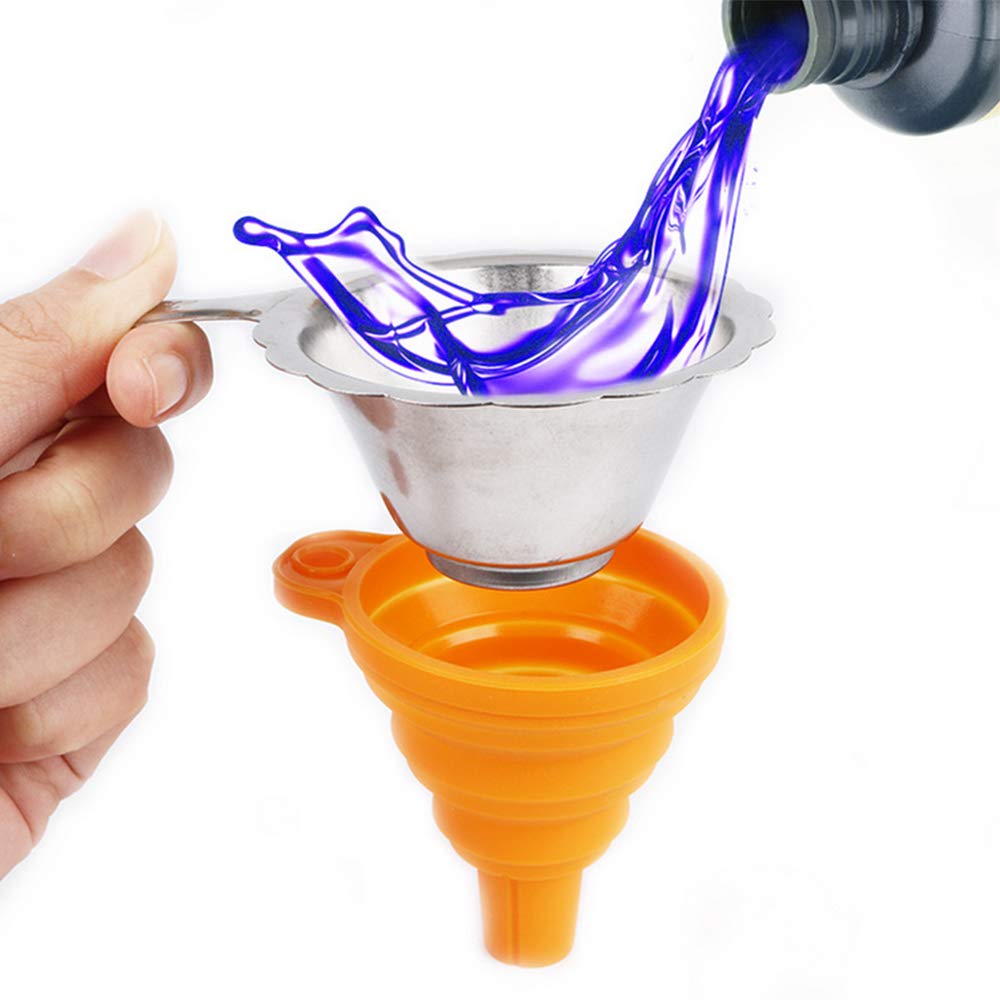 Aibecy 3D Printer Accessories - Collapsible Silicone Funnel with Stainless Steel Resin Filter for Resin Pouring | Foldable Design for Easy Storage | Perfect for Resin 3D Printing, Jewelry Making & DIY Crafts