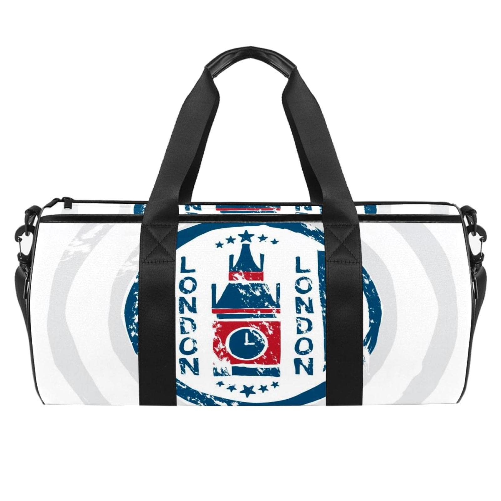 London Stamp Gym Bag for Women - Water Resistant Travel Duffel Bag with Side Pockets | Perfect for Gym, Travel, Sports & Weekend Getaways