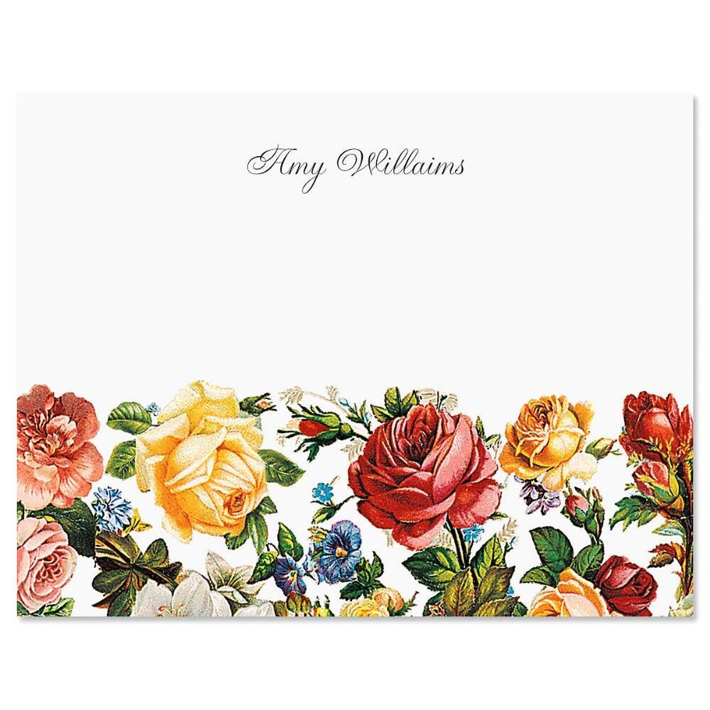 Victorian Rose Personalized Note Card Set - 24 Elegant Cards & Envelopes for Thank You Notes, Wedding Invitations, and Special Occasions