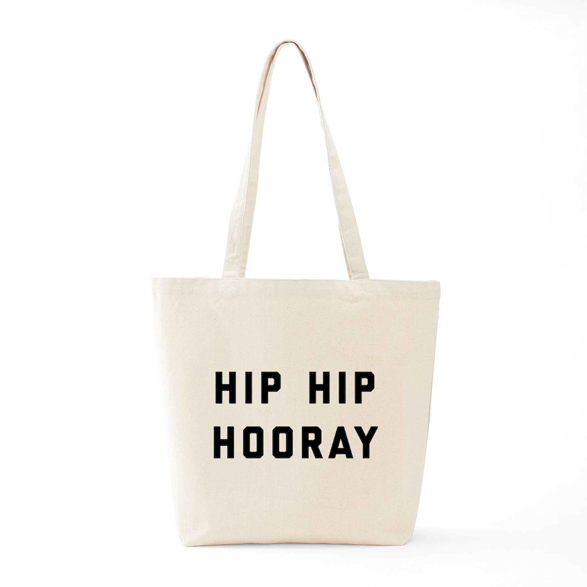 Hip Hip Hooray Reusable Canvas Tote Bag - Eco-Friendly Natural Shopping Bag for Groceries, Beach & Daily Use
