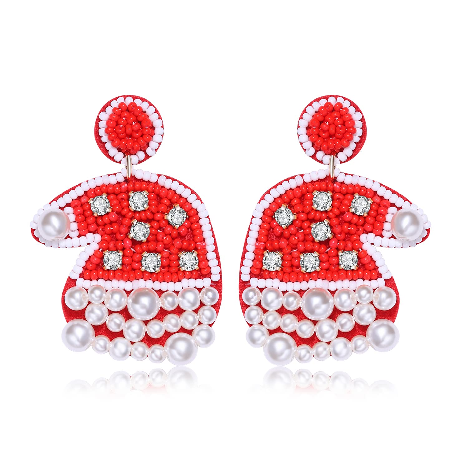 Handmade Hypoallergenic Snowflake Dangling Earrings - Christmas Tree, Santa Hat, Bell & Car Bead Drop Earrings | Cute Holiday Jewelry Gift for Women | Perfect for Christmas Parties, Gift Exchanges & Festive Outfits