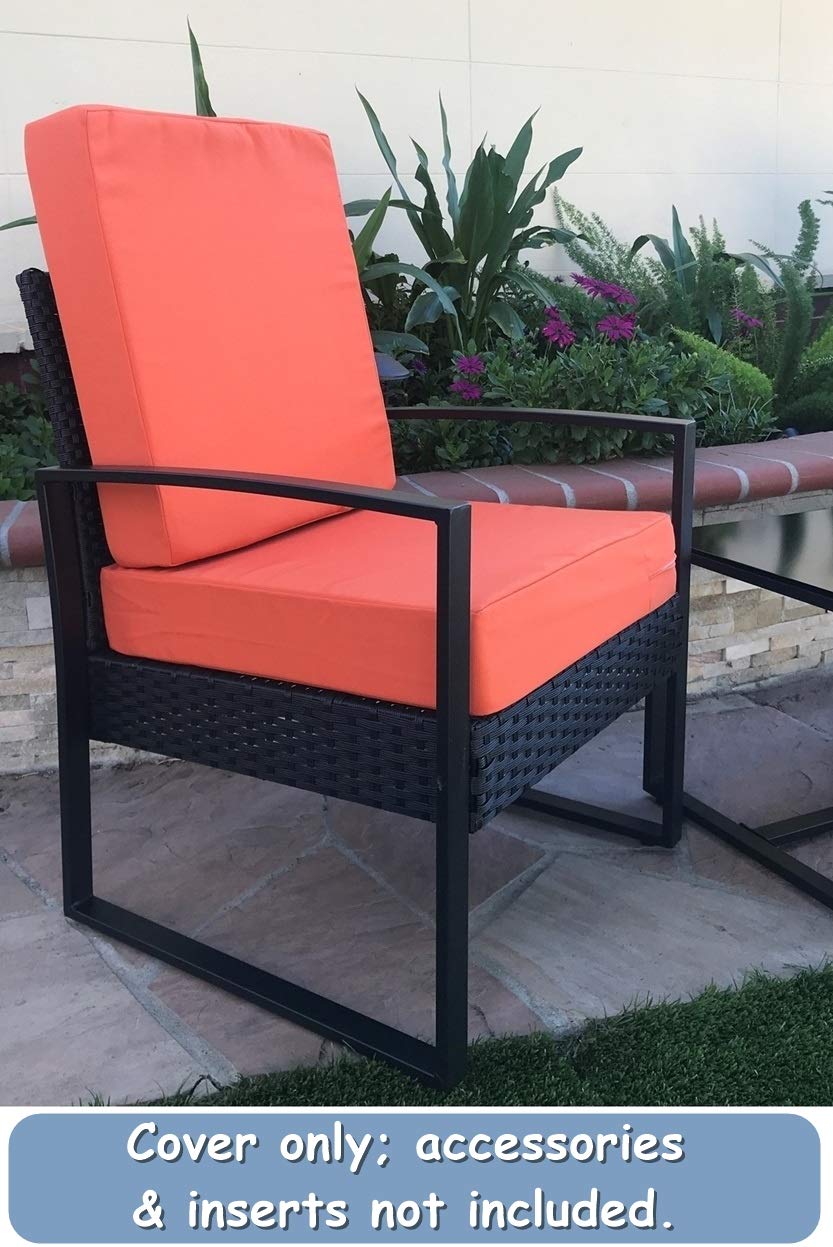 Waterproof UV-Resistant Patio Chair Cushion Covers - Indoor/Outdoor Use - Set of 2 (20x18x4 Inches, Sun-Kissed Orange) - Perfect for Poolside Lounging, Garden Furniture & Deck Chairs