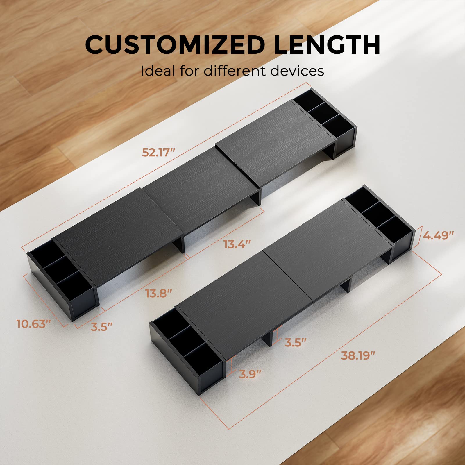 LORYERGO Adjustable Dual Monitor Stand with Laptop Holder & Storage Slots - Ergonomic Height & Angle Adjustment for Home & Office Workspace