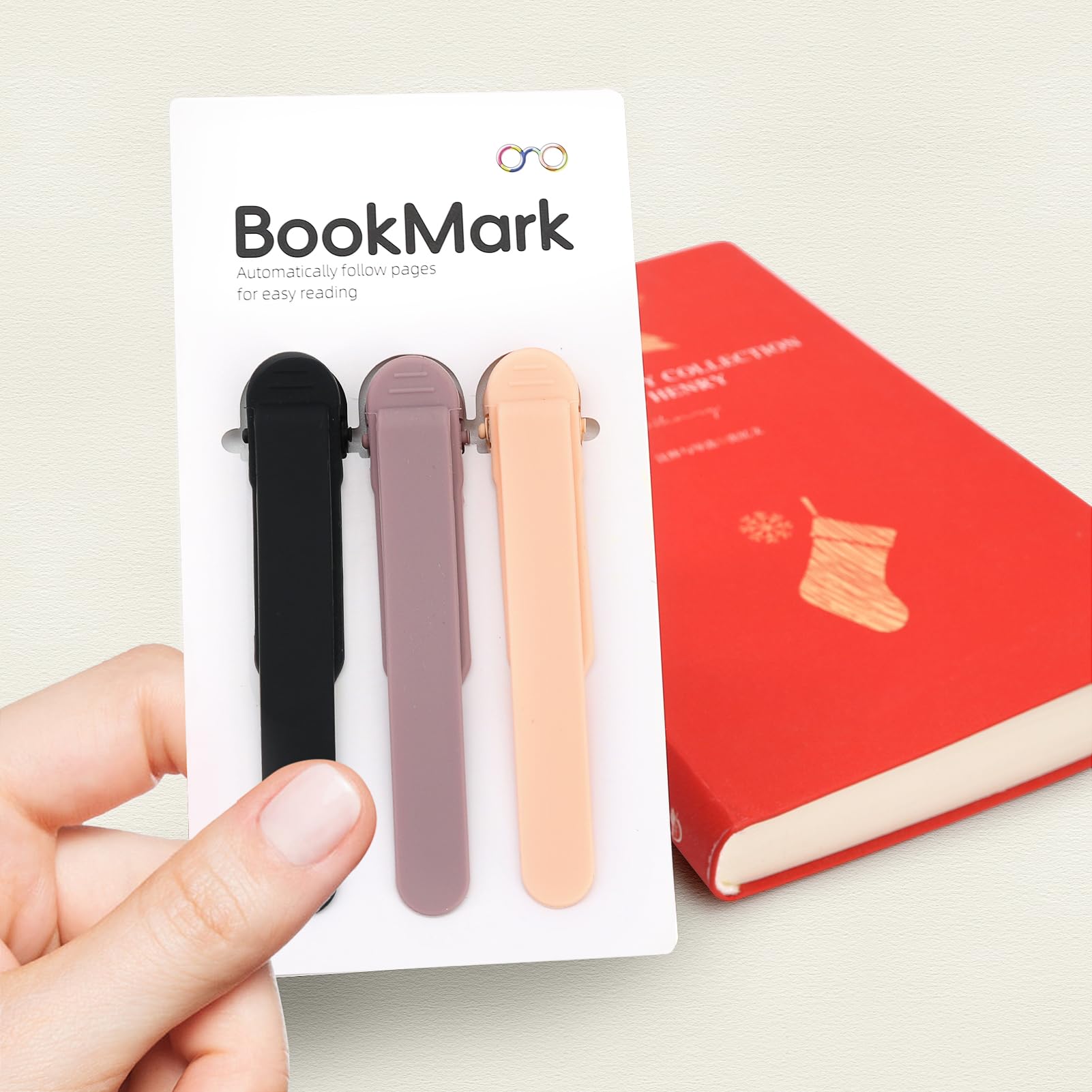 SMUK 3-Piece Automatic Silicone Bookmark Set - Cute & Unique Reading Accessories for Women, Men, Kids & Book Lovers - Perfect Gift for Readers & Bookworms - Ideal for Novels, Textbooks, Journals & Bible Study