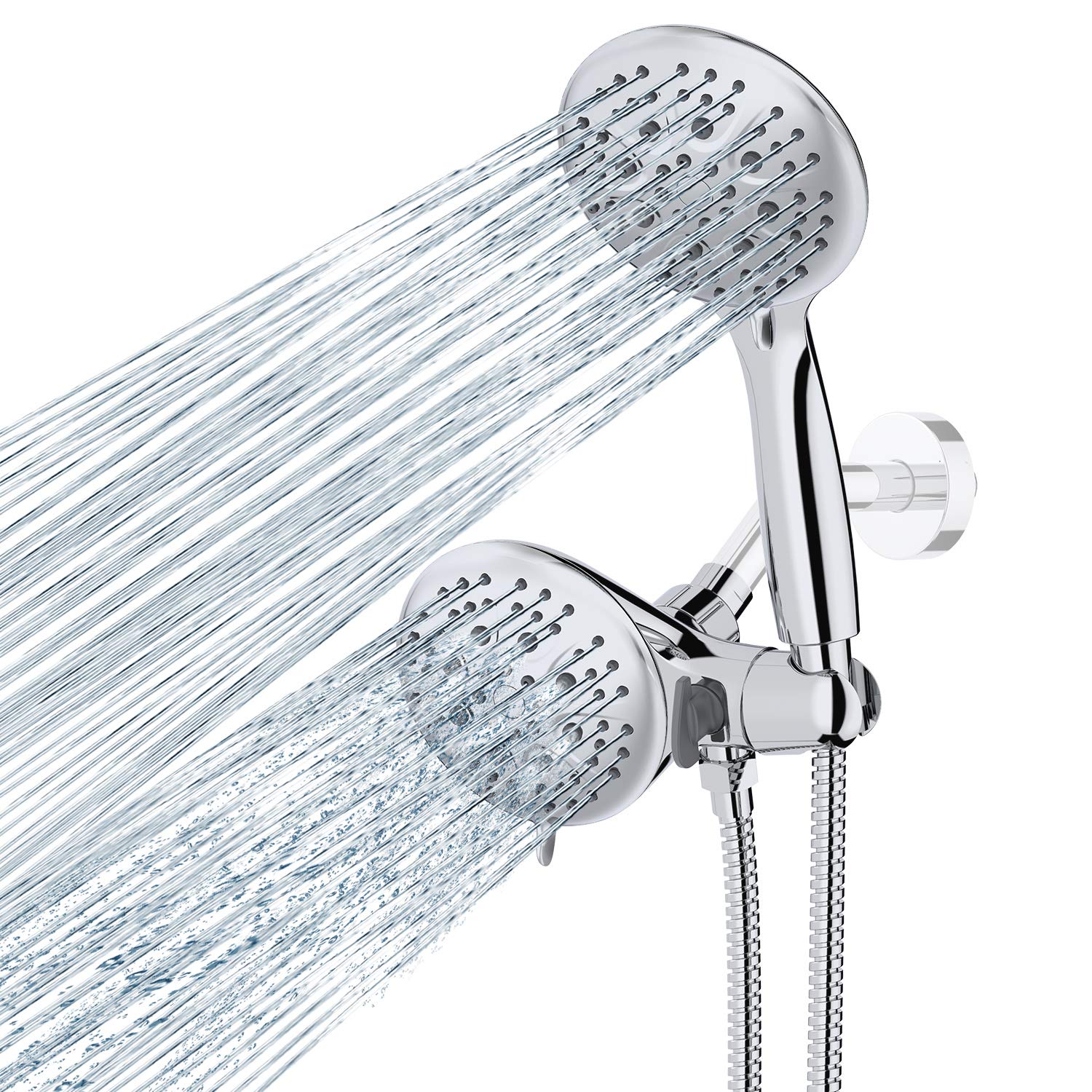 **SunCleanse 35-Setting Handheld Shower Head Combo – Dual 2-in-1 Shower Head Set with Patented 3-Way Water Diverter, 59-Inch Extra Long Stainless Steel Hose, Polished Chrome – Perfect for Bathroom, Spa, and Pet Washing**