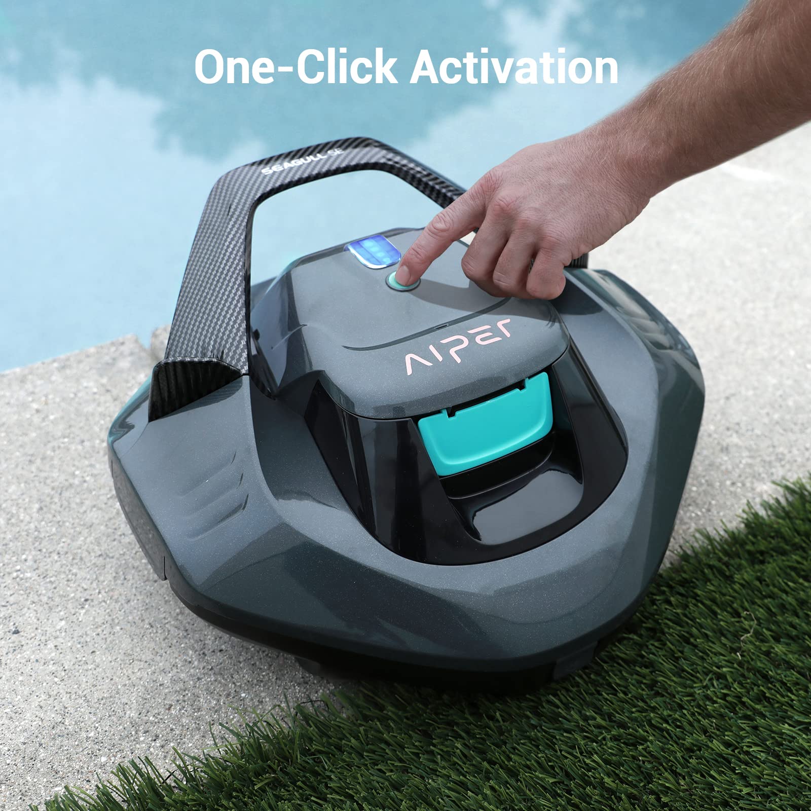AIPER Seagull SE Cordless Robotic Pool Cleaner - Dual-Drive Motor Automatic Pool Vacuum with Self-Parking | Lightweight Design for Above Ground & Inground Pools up to 40ft | 90 Min Runtime | Ideal for Residential Backyard, Vacation Homes & Community Swimming Pools