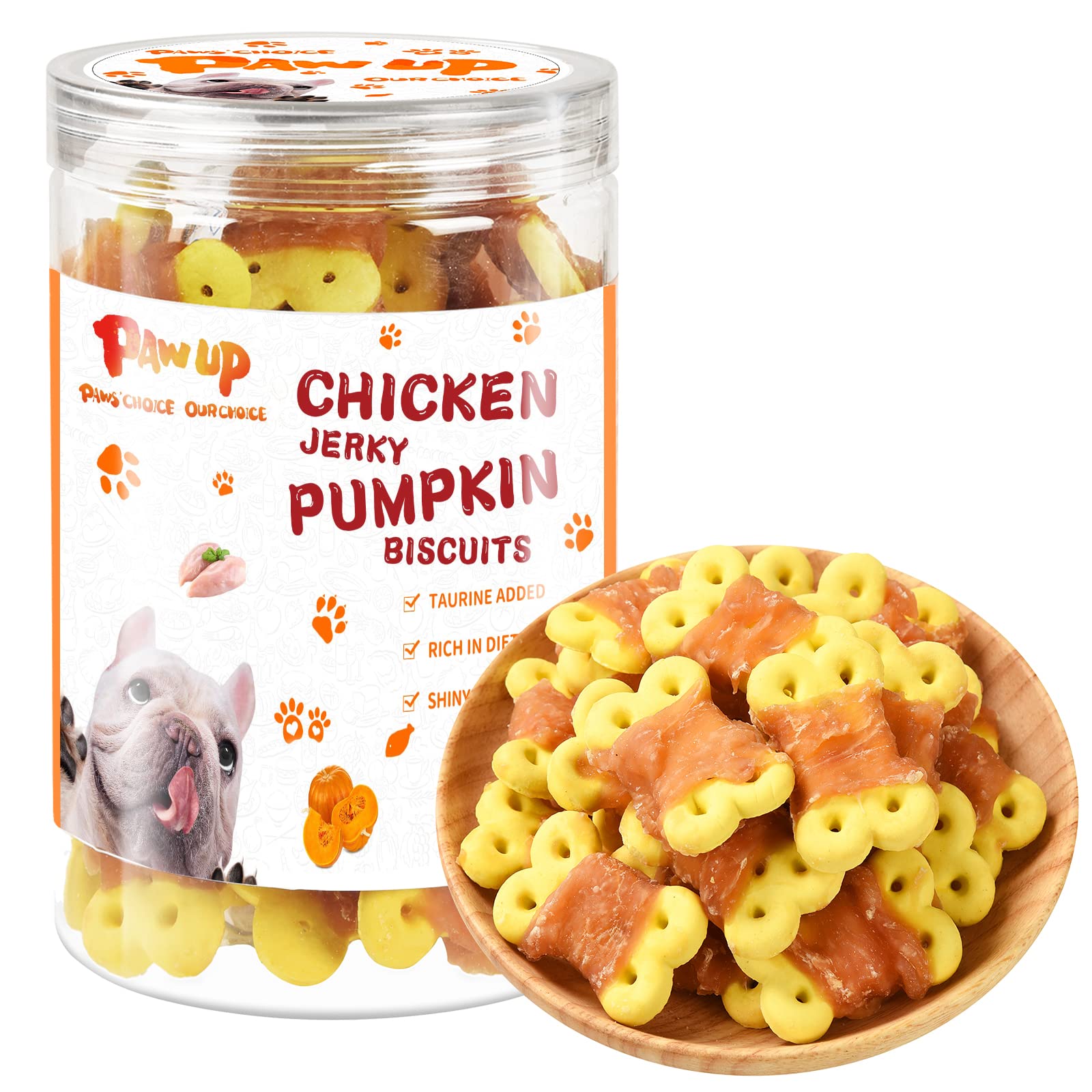 Healthy Chicken Wrapped Pumpkin Dog Treats - Grain Free, Low Fat Training Snacks with Taurine - 12.5 oz for Small & Large Dogs - Perfect for Obedience Training & Rewarding Good Behavior