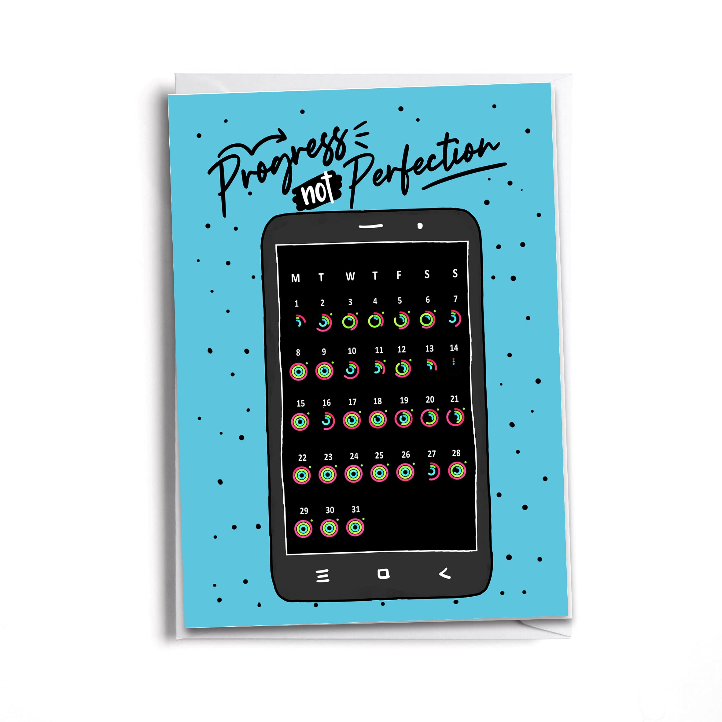 Progress Not Perfection Greeting Card - Motivational Fitness Card for Workout Encouragement | Exercise & Movement Inspiration | Perfect for Gym Enthusiasts, Yoga Practitioners & Health Coaches