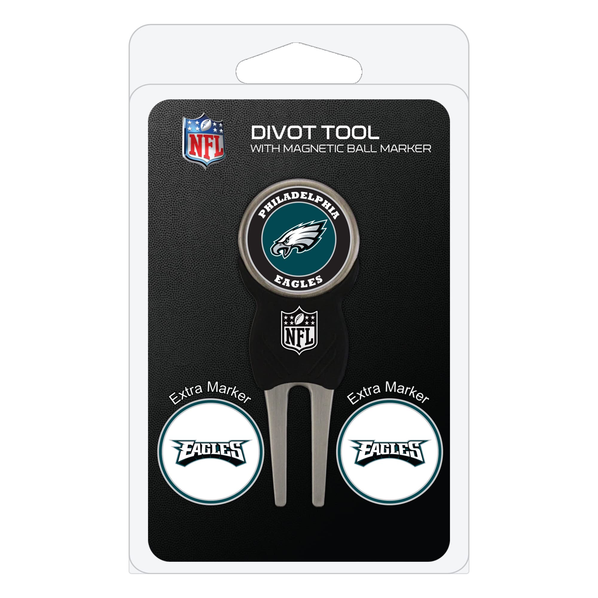 Team Golf NFL Divot Tool with 3 Removable Magnetic Double-Sided Enamel Golf Ball Markers - Perfect for Golf Course, Practice Range & Tournament Play