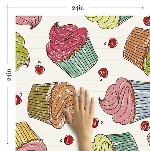 Red and Brown Food-Themed Peel and Stick Removable Wallpaper - Self-Adhesive Decorative Wall Covering for Teen Bedrooms, Kitchens, or Dorm Rooms