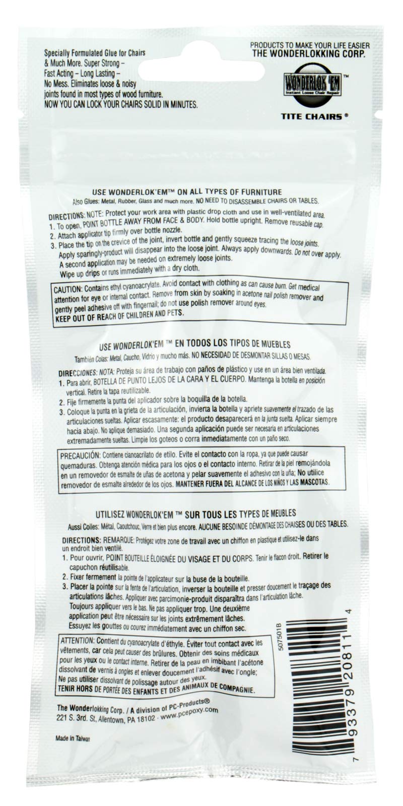 PC Products Clear Adhesive for Chair Joint & Furniture Repair - 20g | Strong Bonding Glue for Wood, Plastic & Metal | Perfect for Home DIY Fixes & Craft Projects